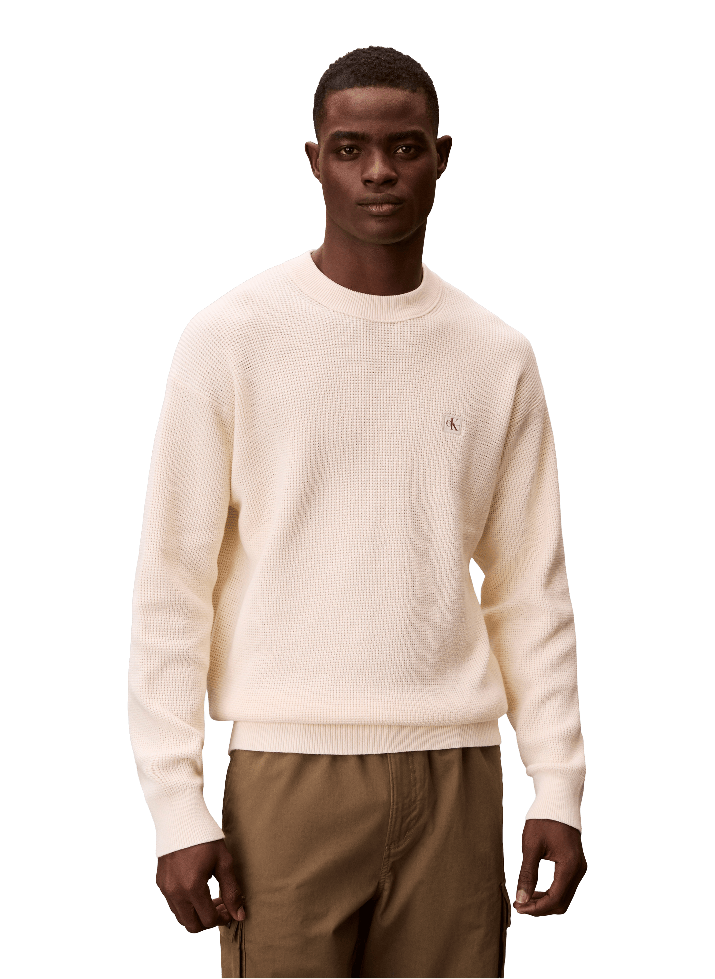 Pull droit col rond en coton CALVIN KLEIN Multicolore