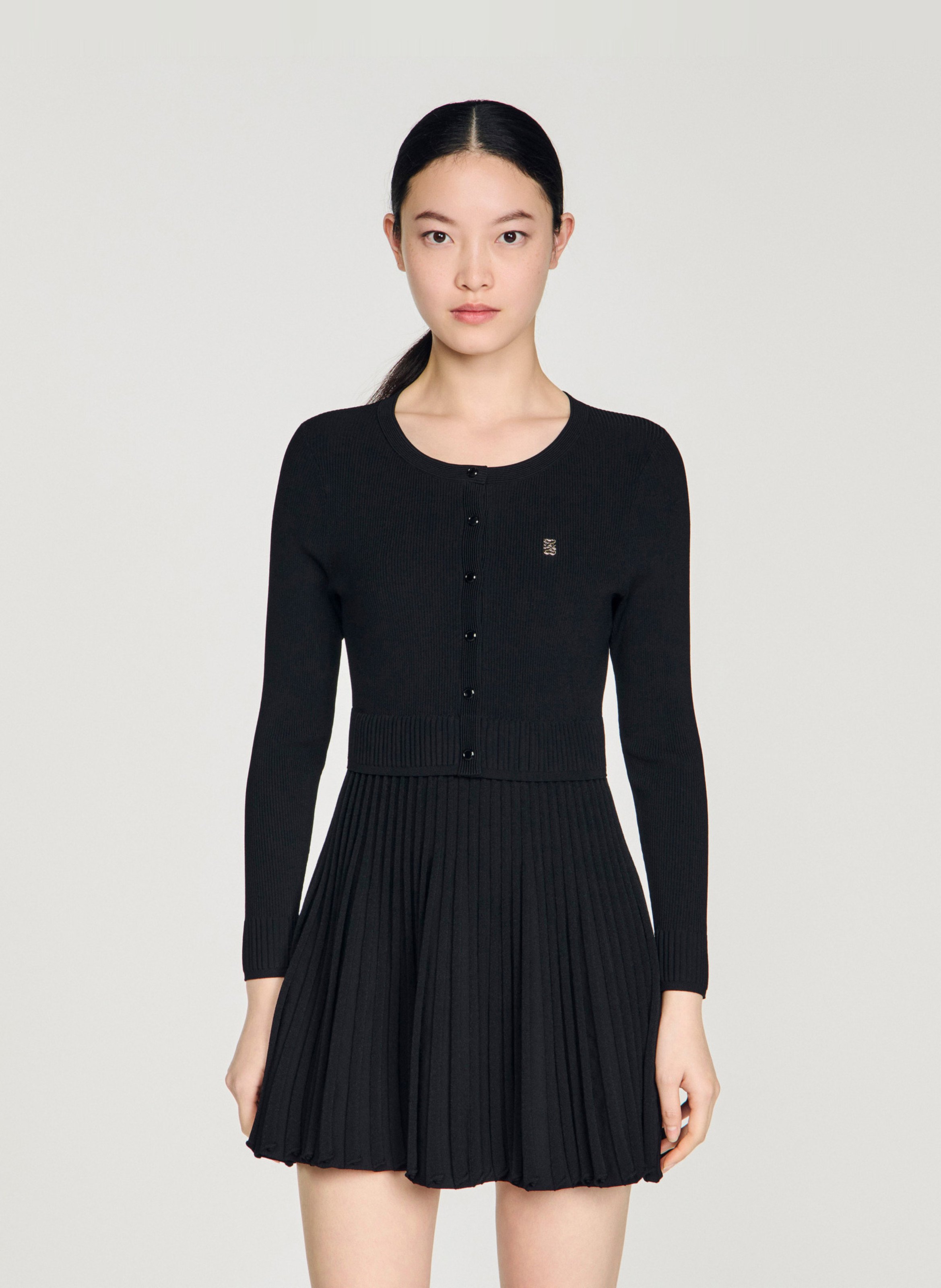 Robe courte col rond SANDRO Noir