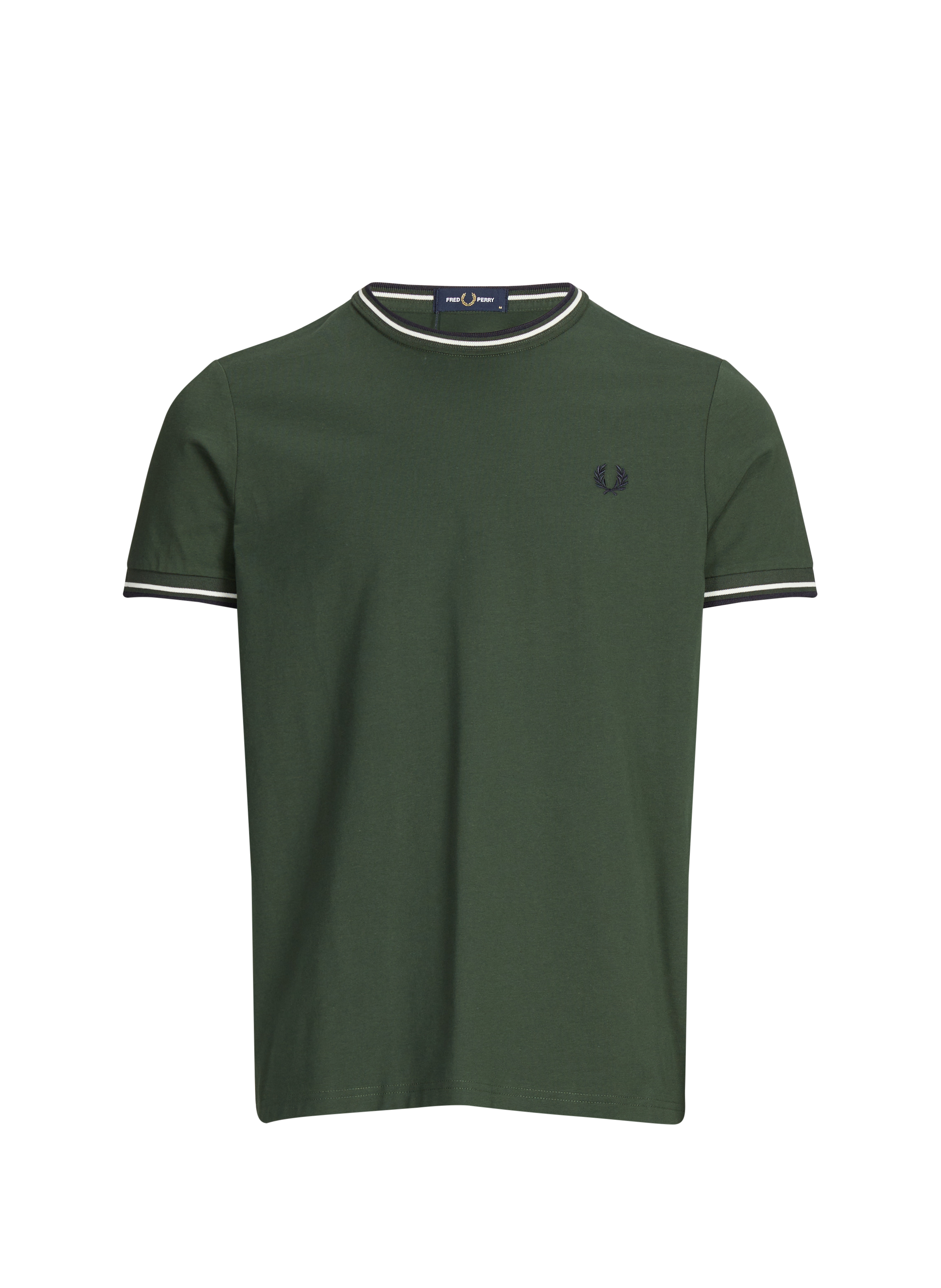 Plain round neck cotton T-shirt FRED PERRY Green