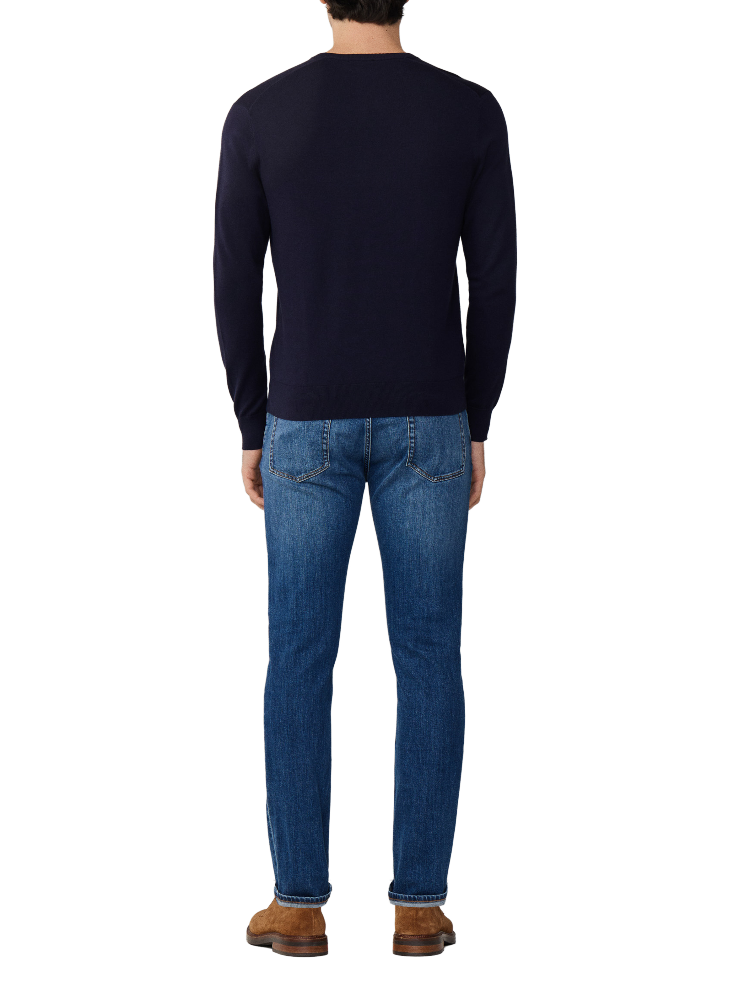 V-neck cotton and silk sweater HACKETT Blue