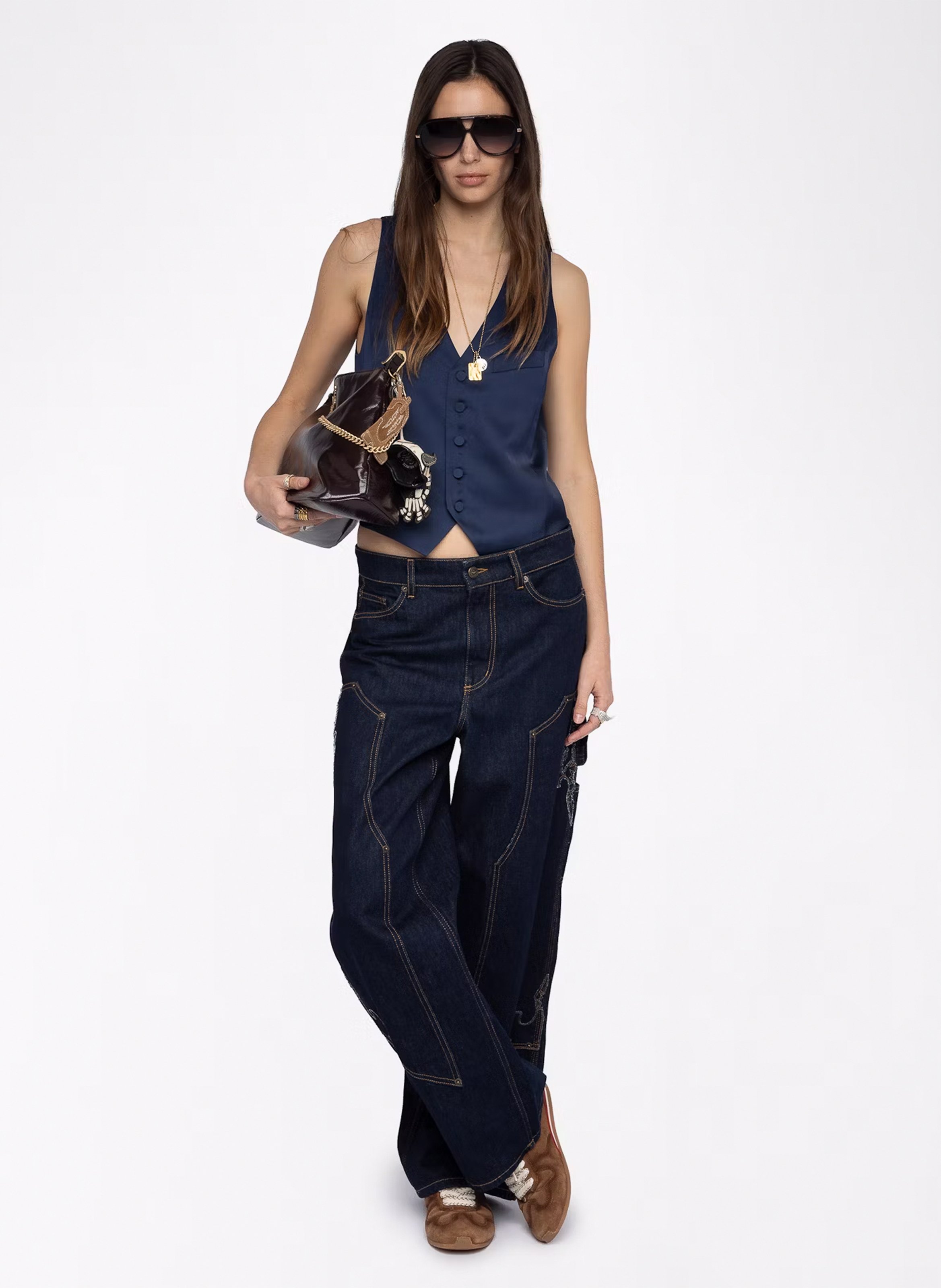 Gilet de costume col v en satin emaux ZADIG&VOLTAIRE Bleu