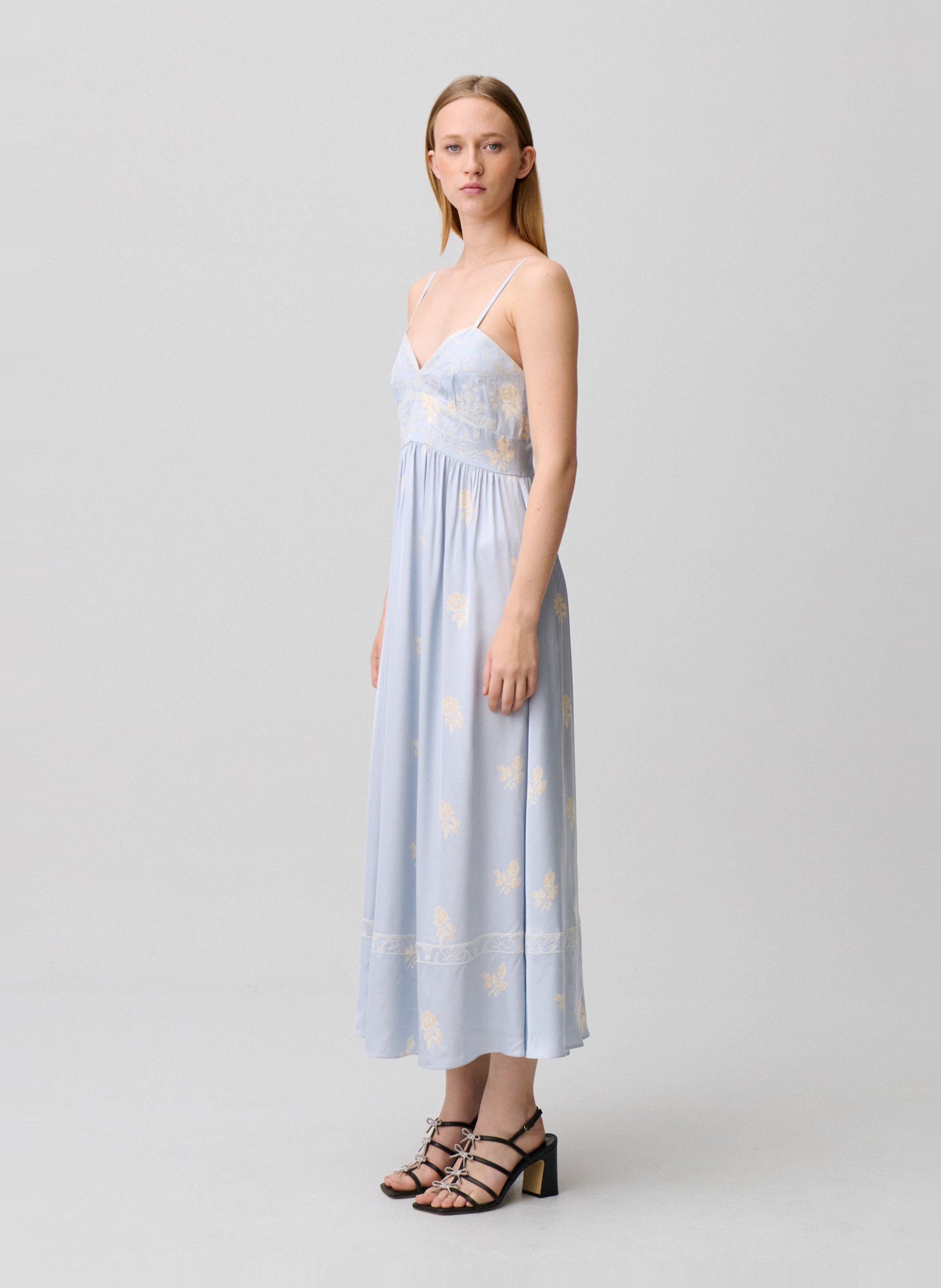 Robe longue col v brodée CLAUDIE PIERLOT Multicolore