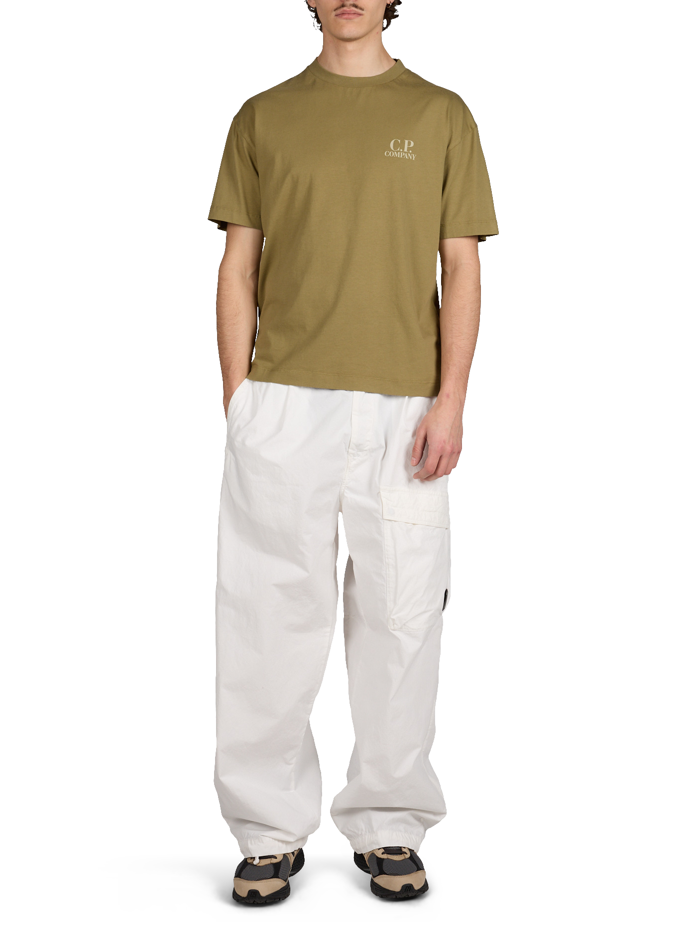 Elasticated wide-leg cotton trousers CP COMPANY White