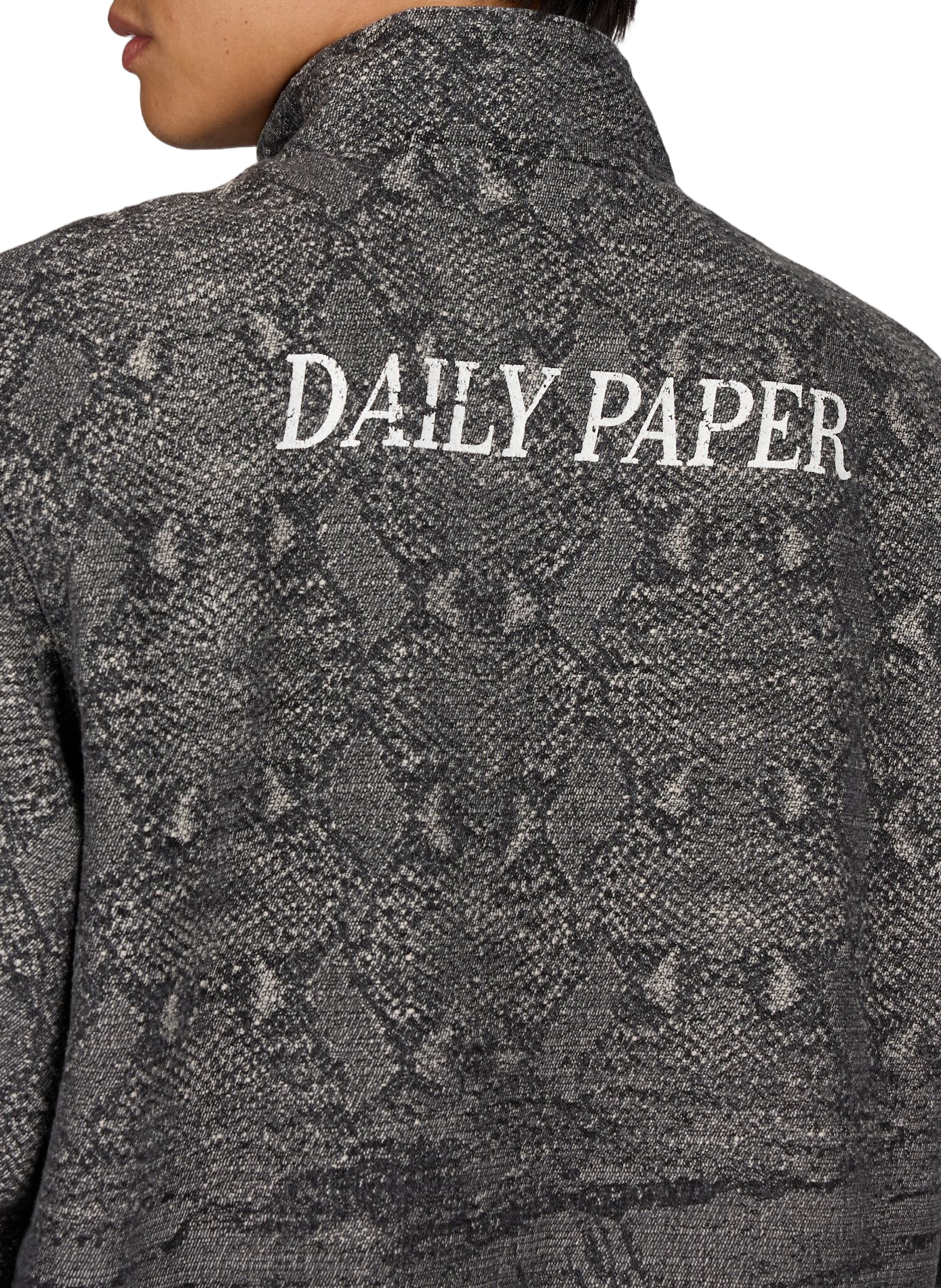 Oversized high-neck cotton blend printed jacket DAILY PAPER Blue