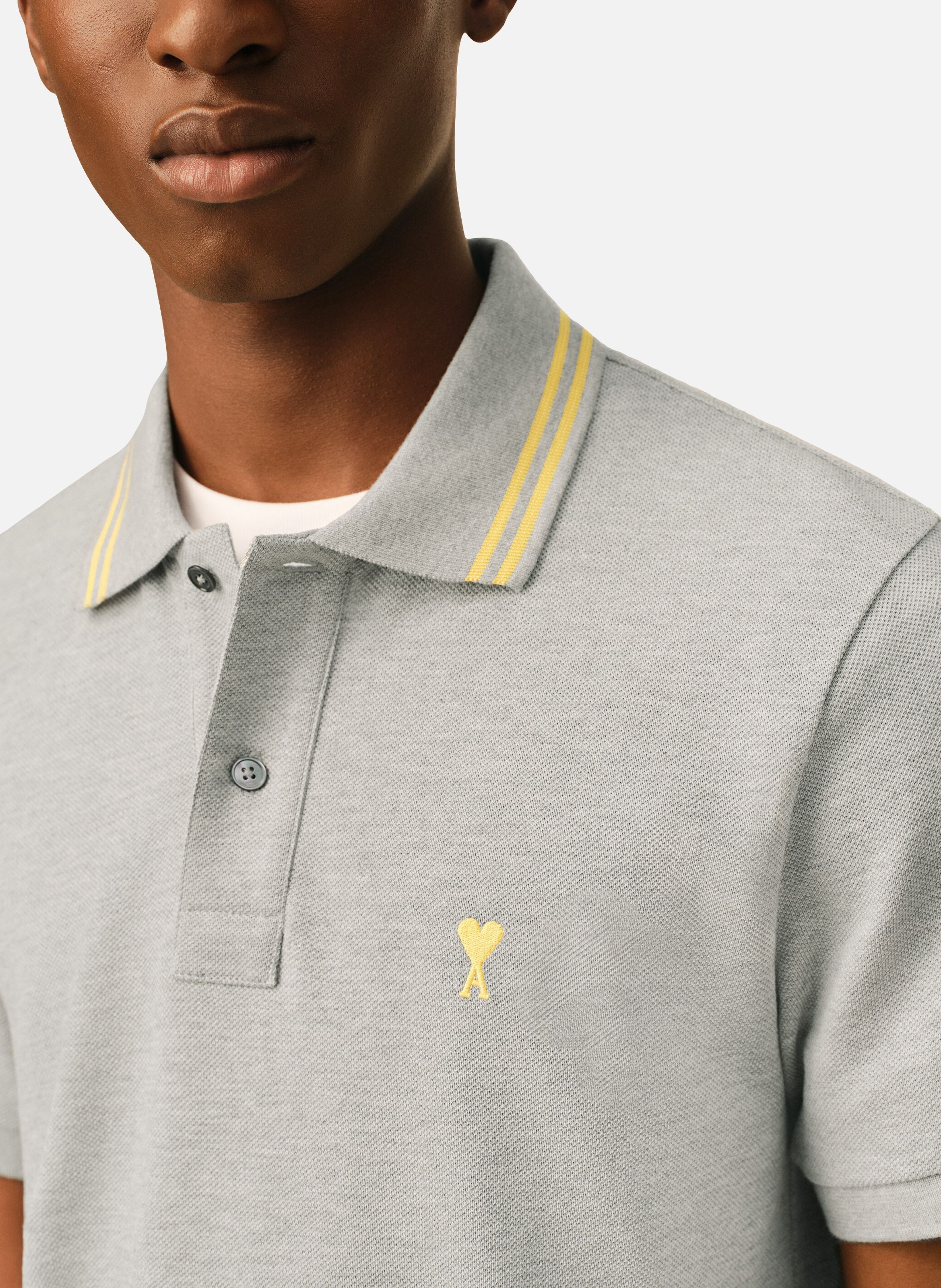 Polo ami de coeur en coton AMI PARIS Gris