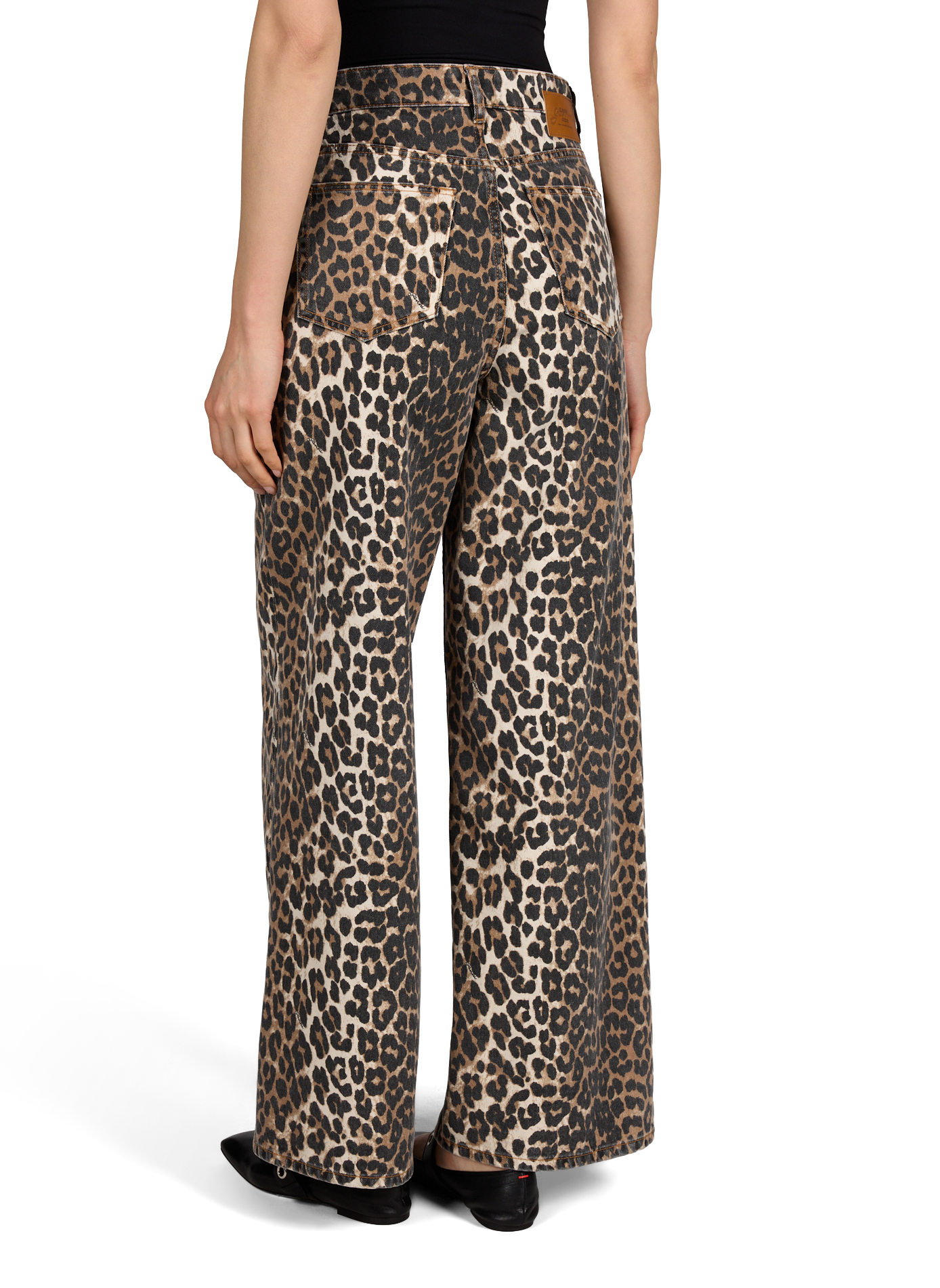 High-waisted wide leg leopard jeans GANNI Multicolour