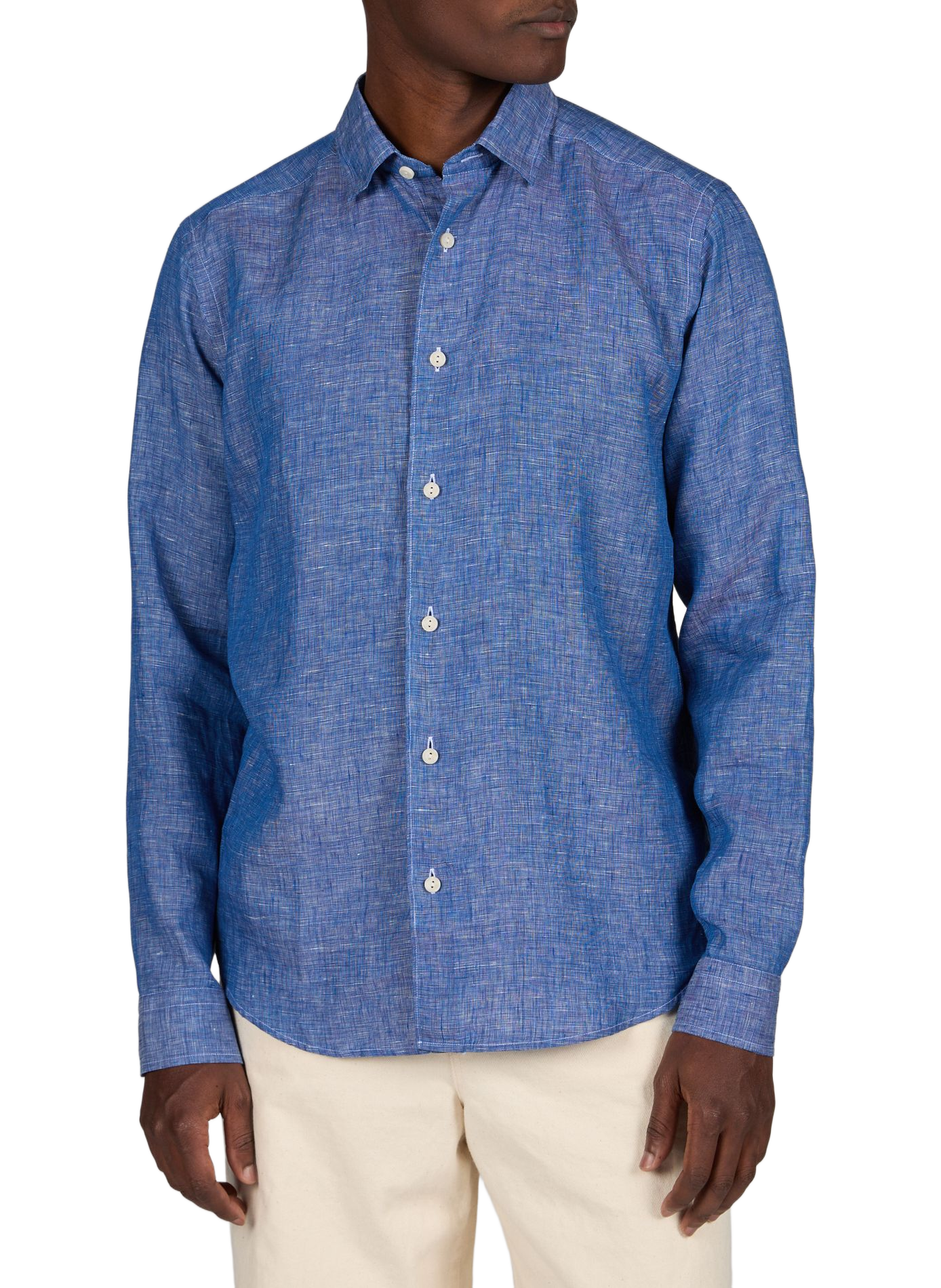Chemise droite en lin ETON Bleu