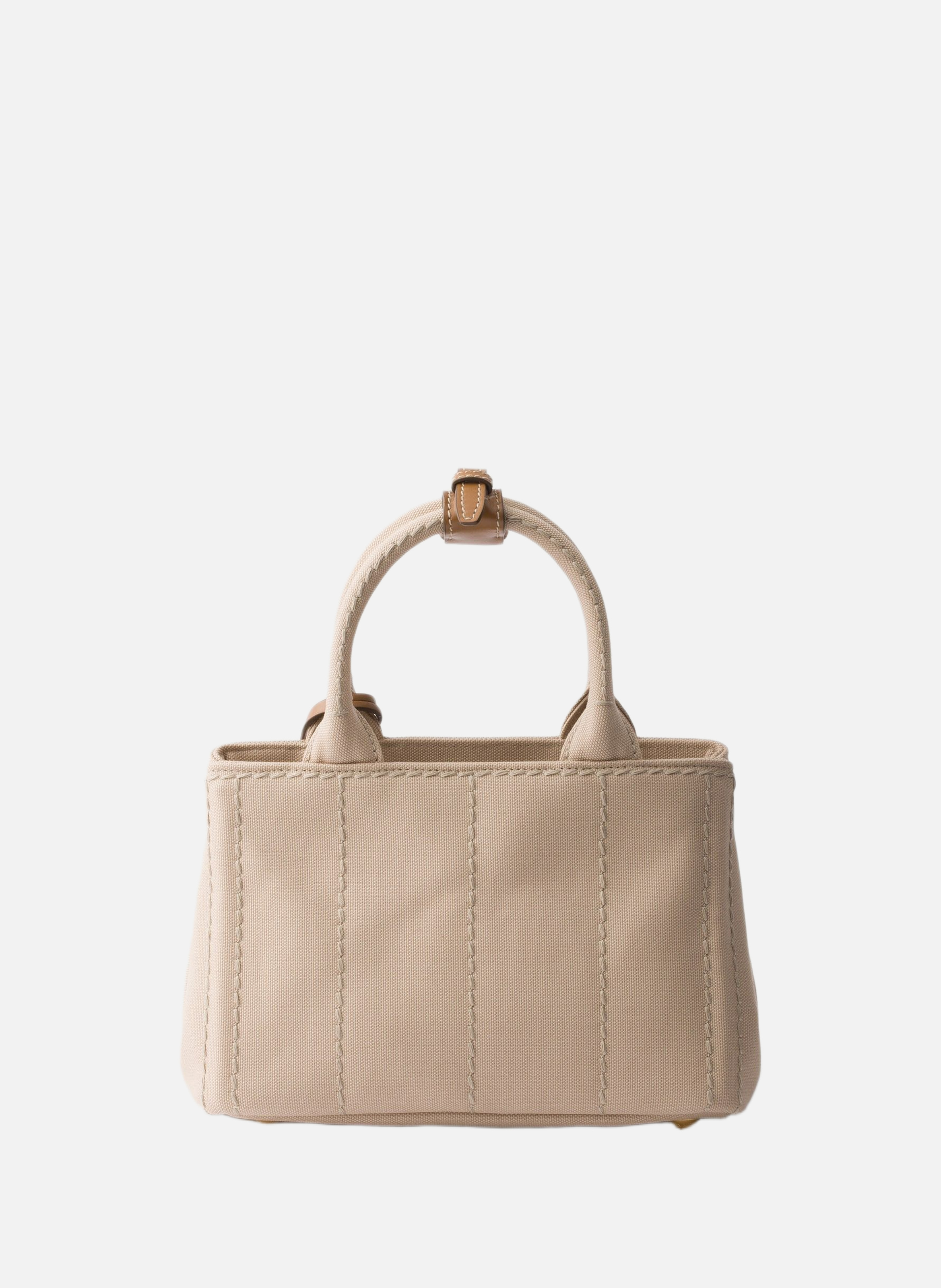 Mini sac prada jardinière en toile de coton PRADA Beige