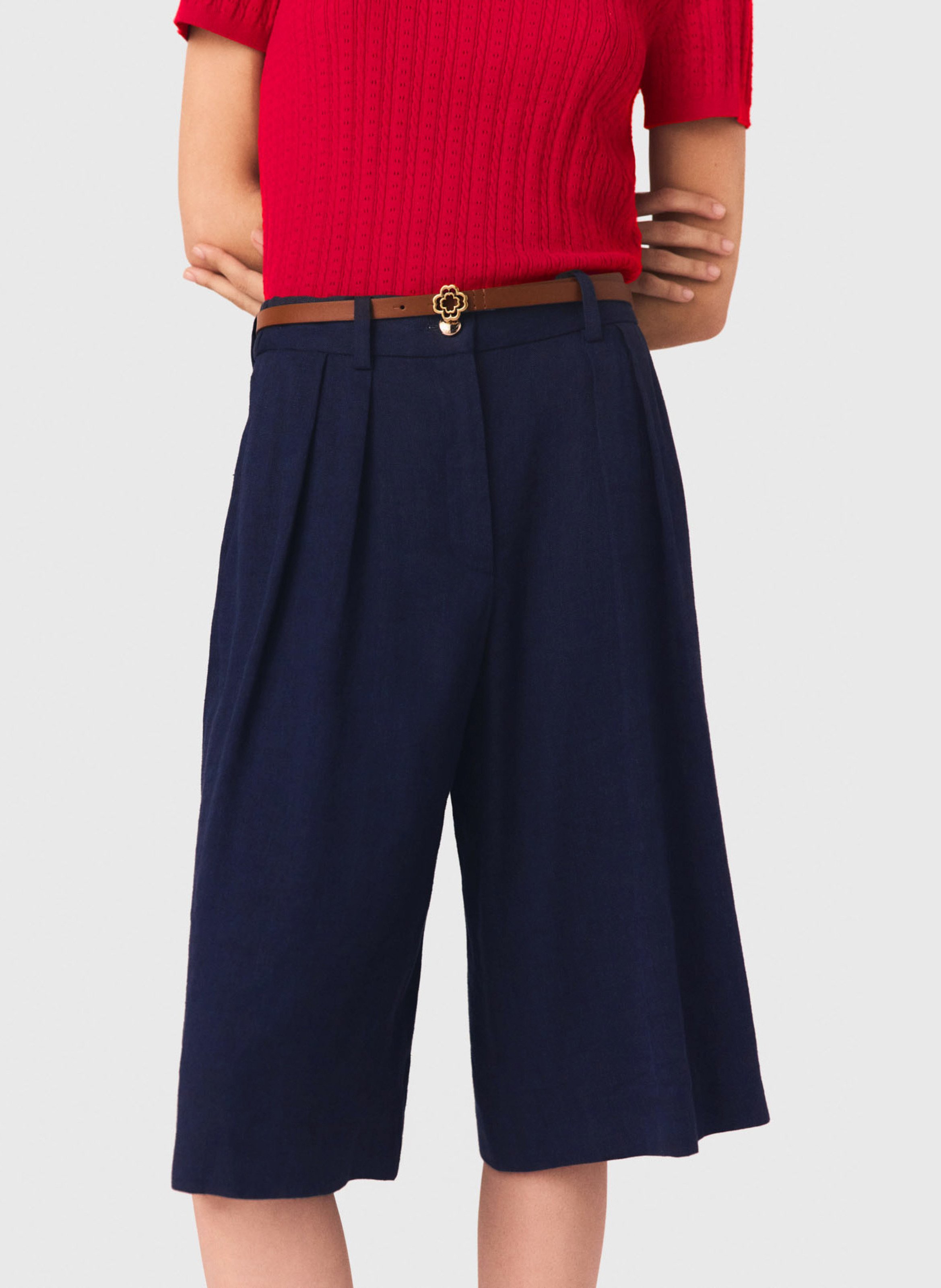 Bermuda large en lin mélangé MAJE Bleu