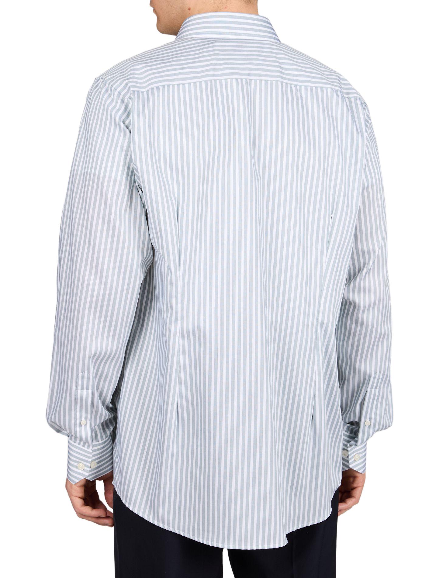 Chemise droite rayée en coton ETON Kaki