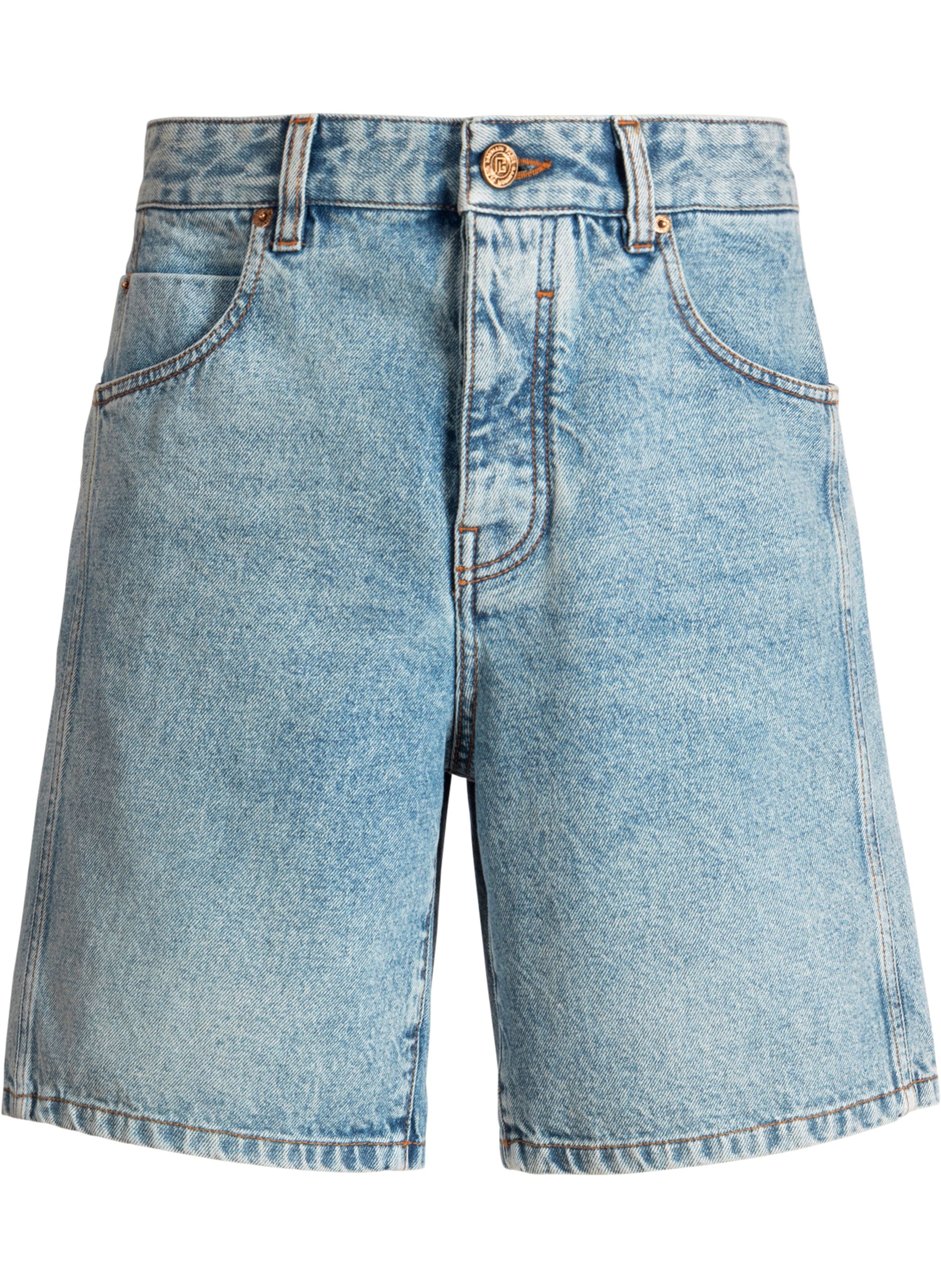Bermuda en denim délavé light blue BALMAIN Bleu