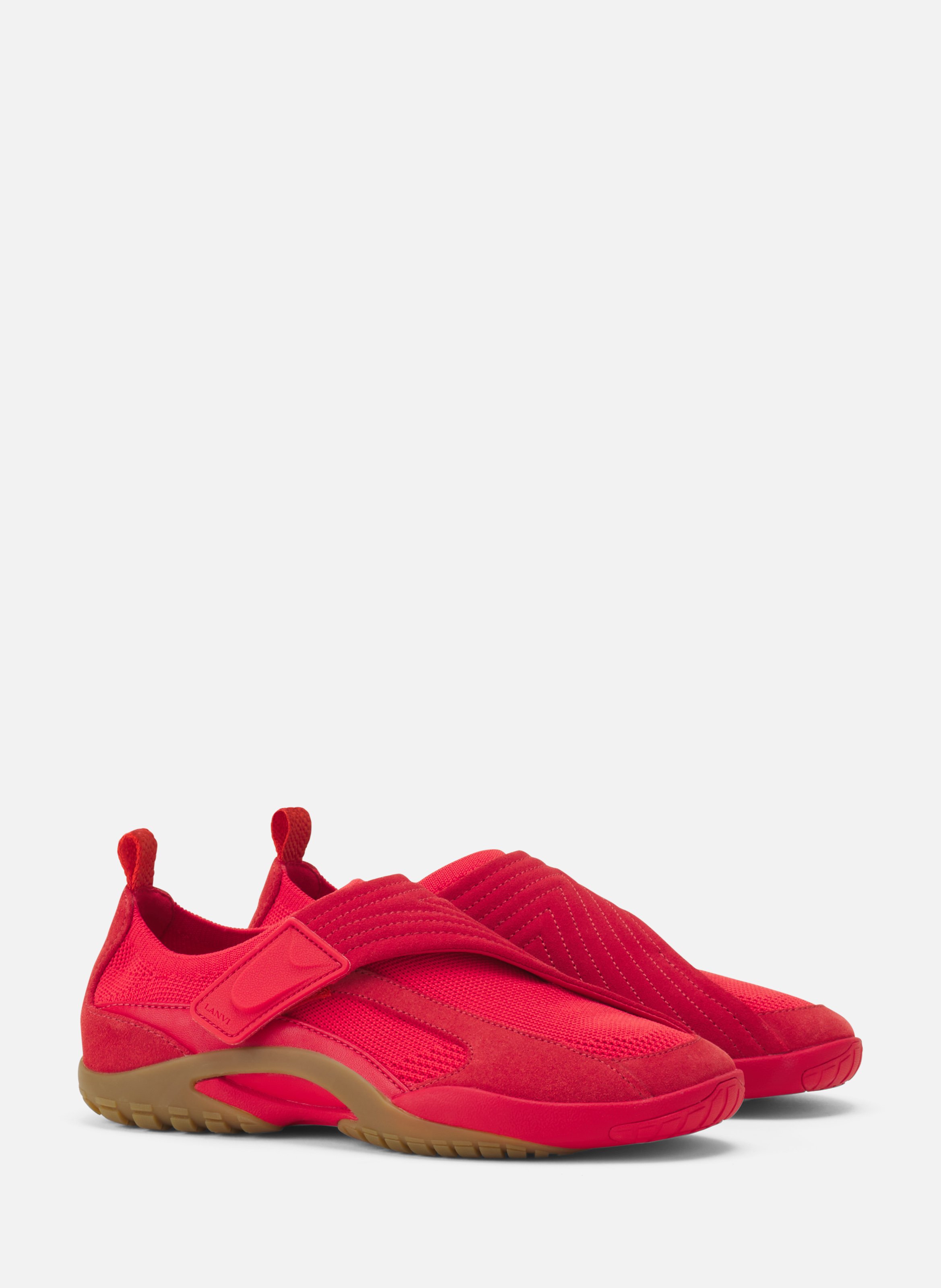 Sneaker lnv1 en suede tricote LANVIN Rouge