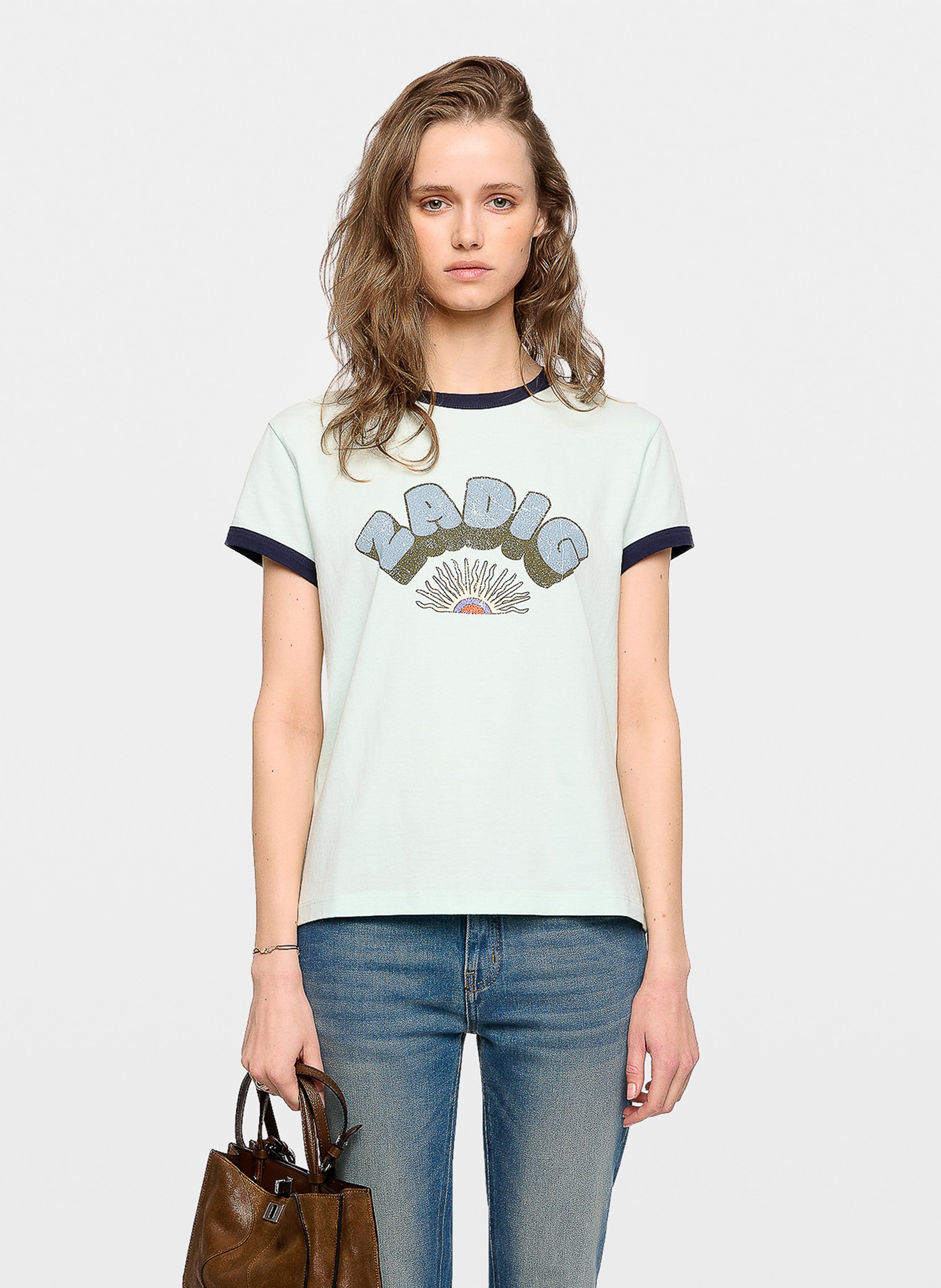 Tee-shirt col rond en coton bio walk ZADIG&VOLTAIRE Bleu
