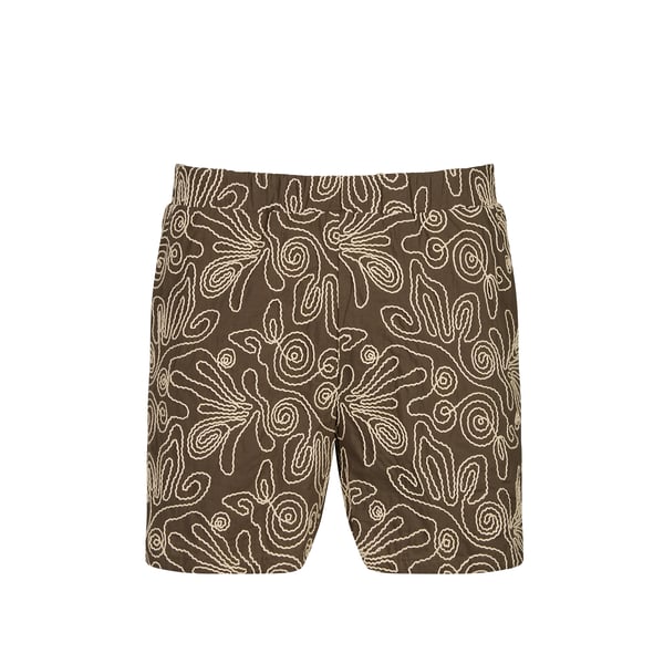 Short brodé à taille élastiquée en coton Short brodé à taille élastiquée en coton