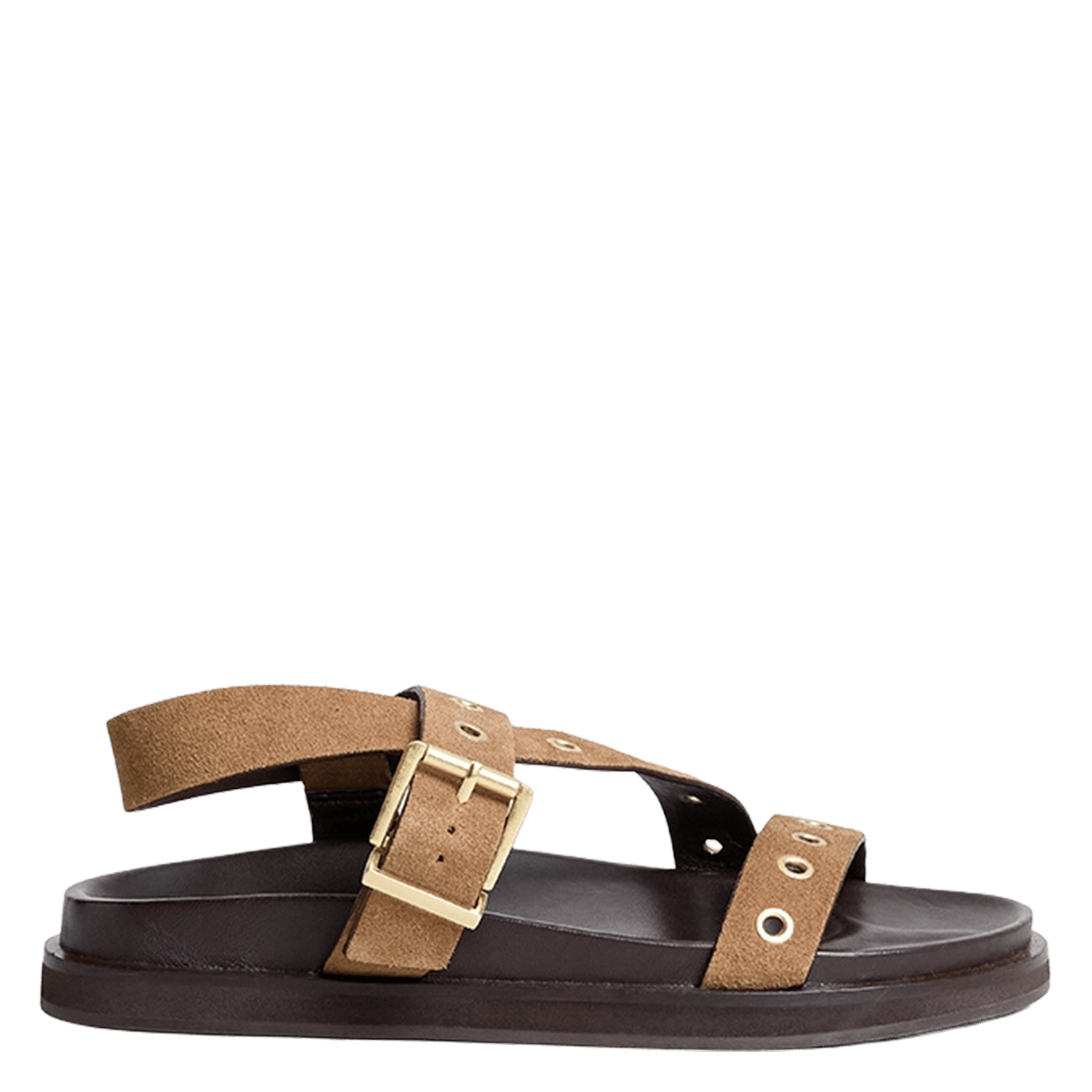 Sandales plates en cuir velours wizon JONAK Marron
