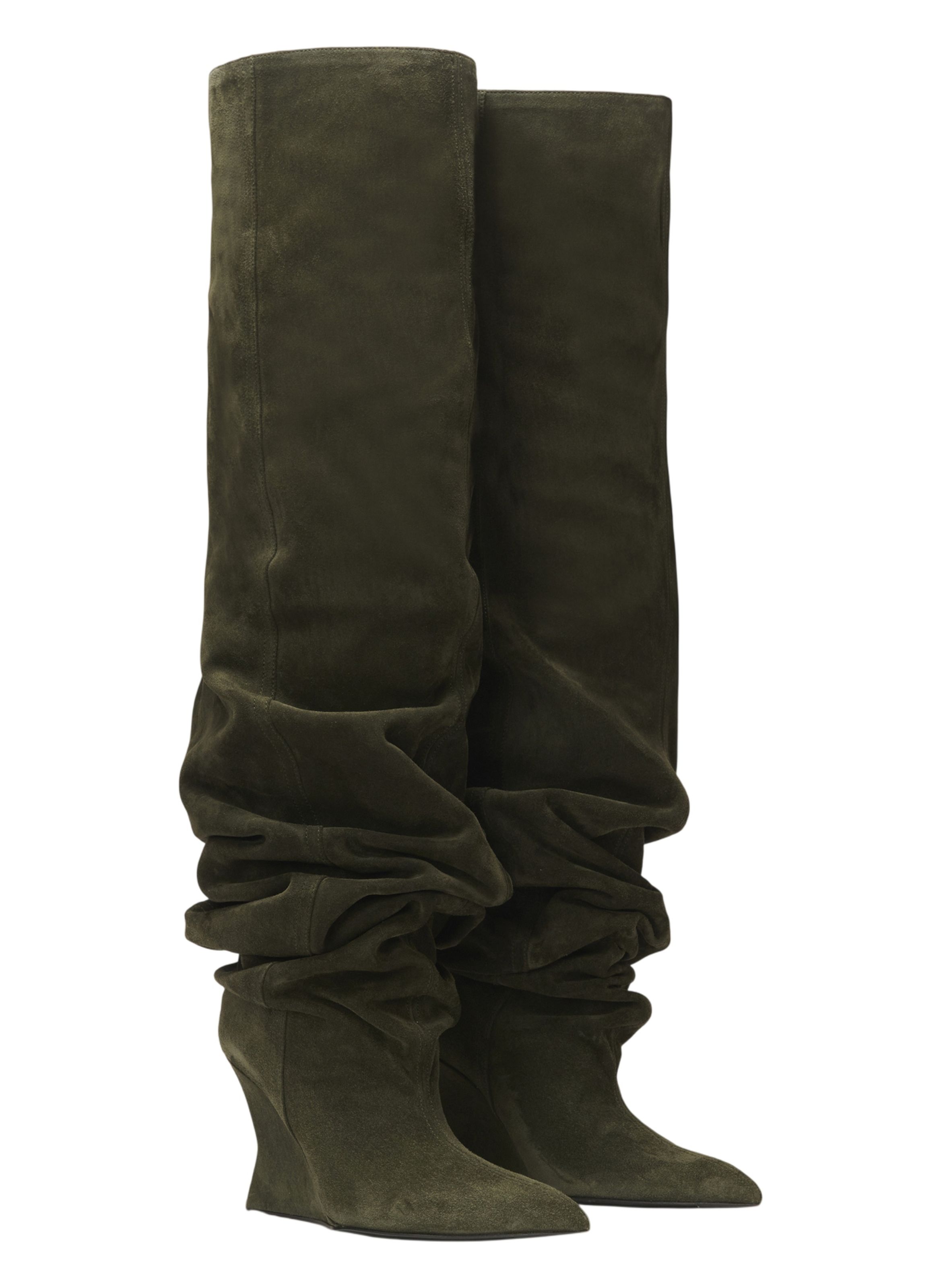 Cuissardes wedge en cuir suédé BALMAIN Vert