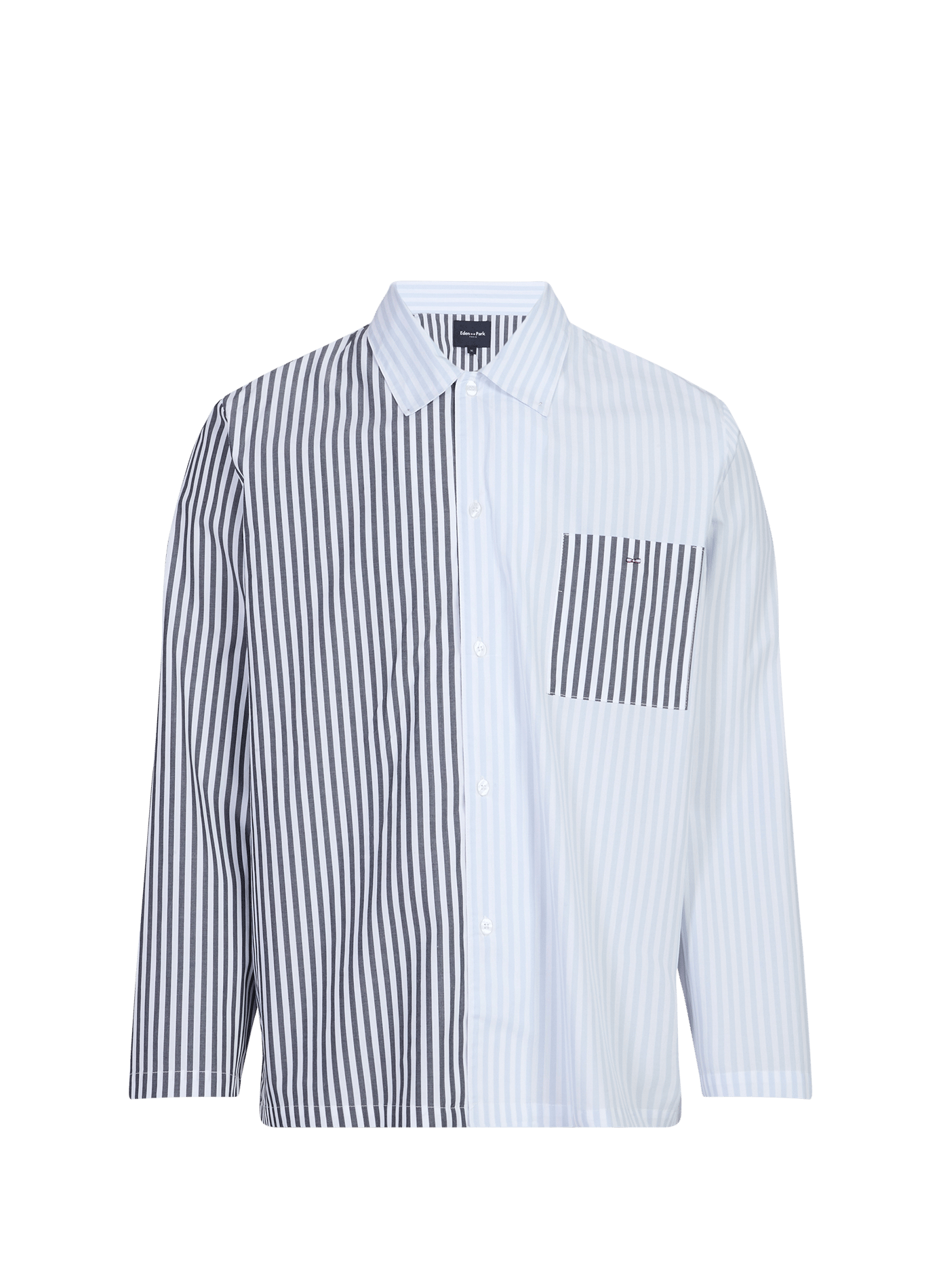 Long cotton pajamas with two-tone stripes EDEN PARK Blue