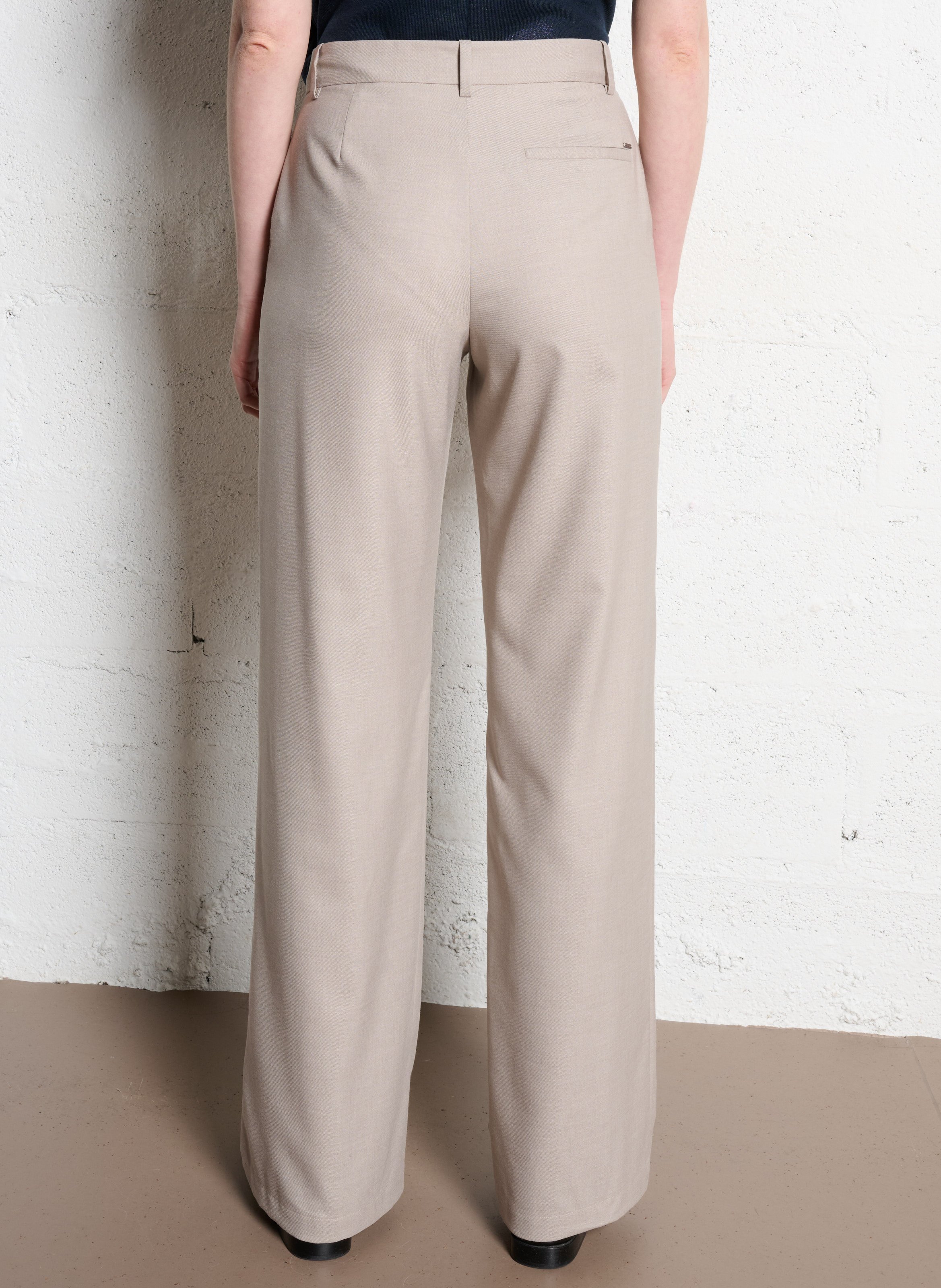 Pantalon de costume droit taille mi-haute IKKS Beige