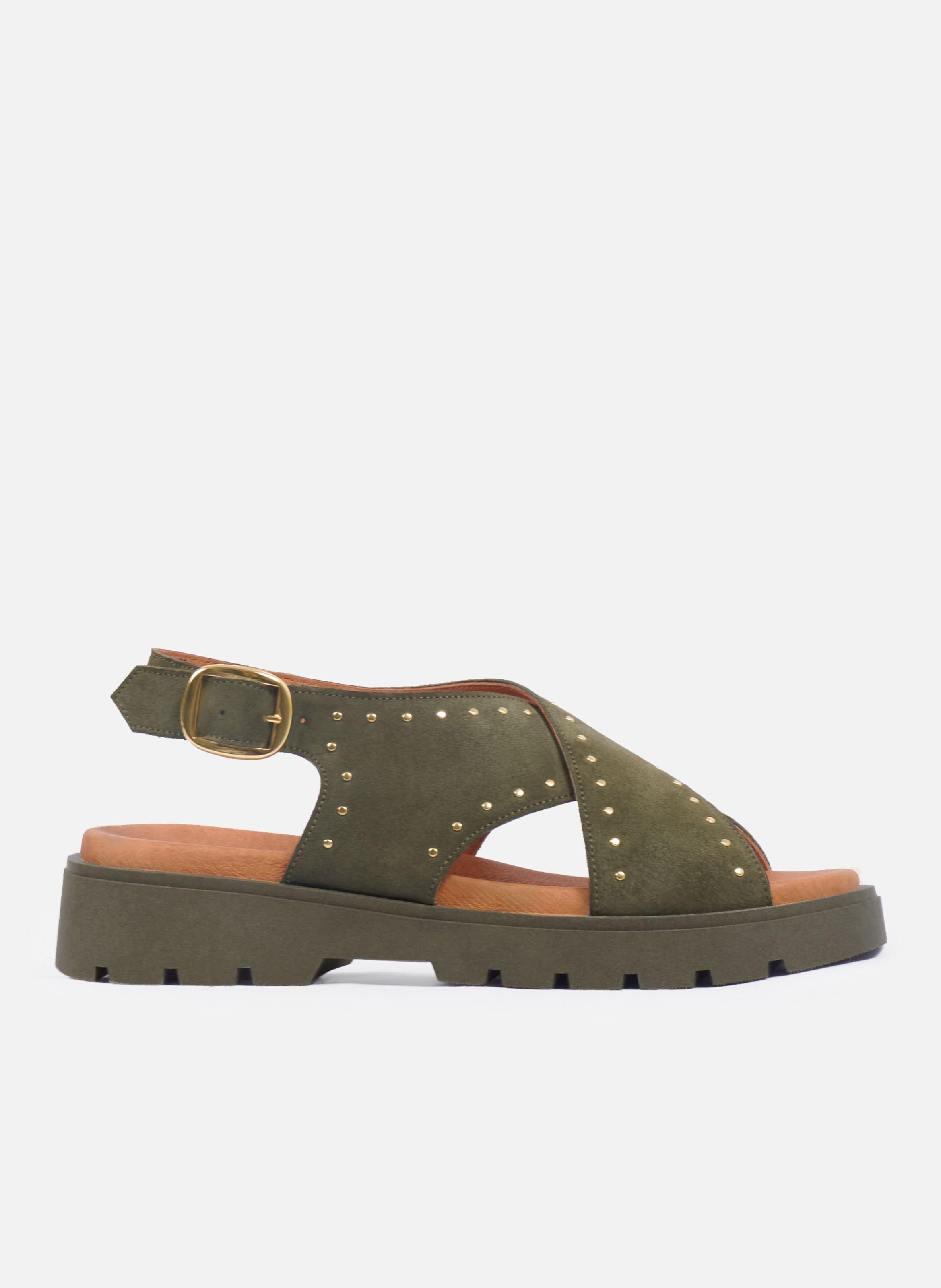 Sandalen van zacht suède leer JULES & JENN Kaki