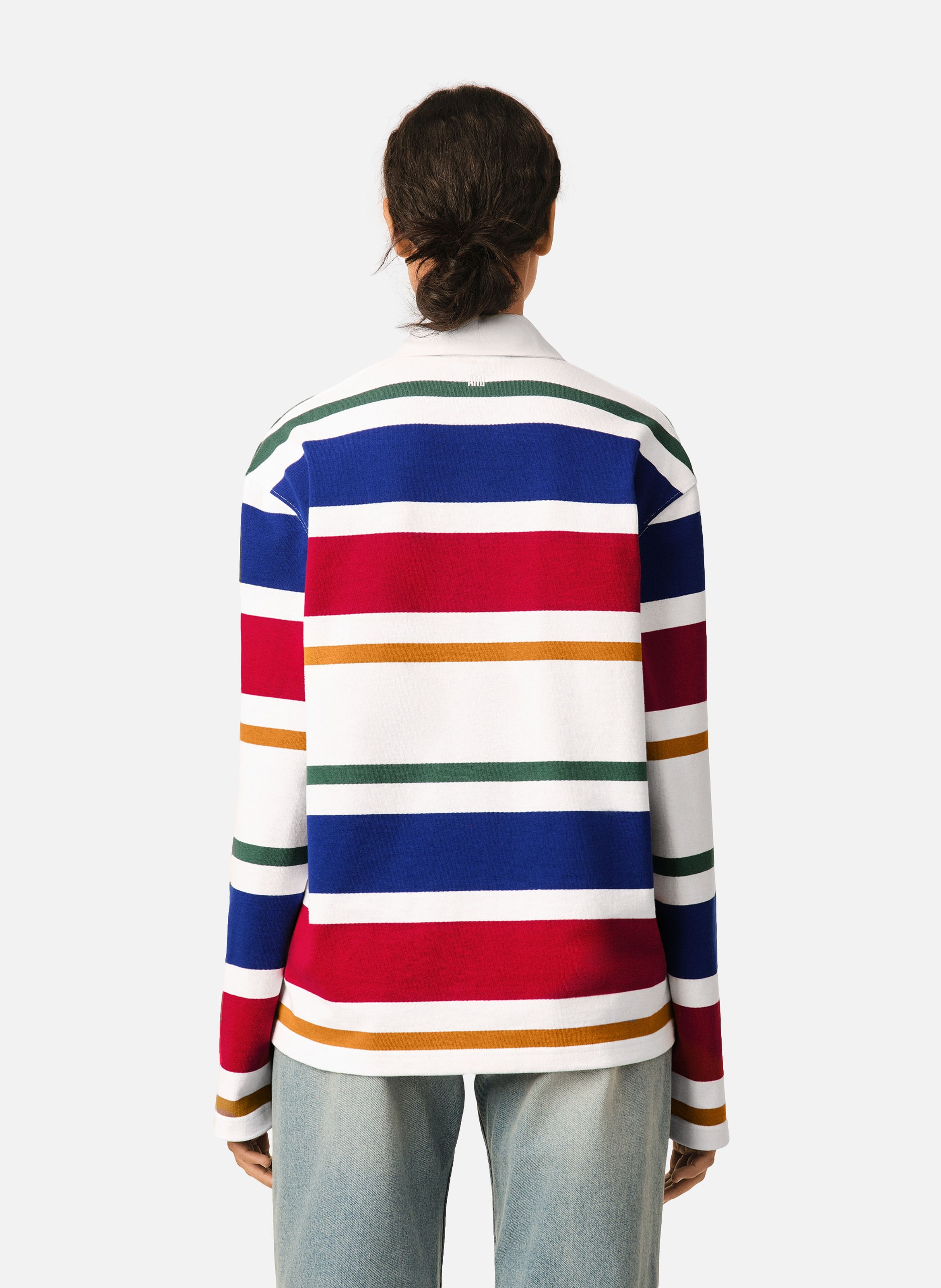 Polo à rayures unisexe en coton patch ami AMI PARIS Multicolore