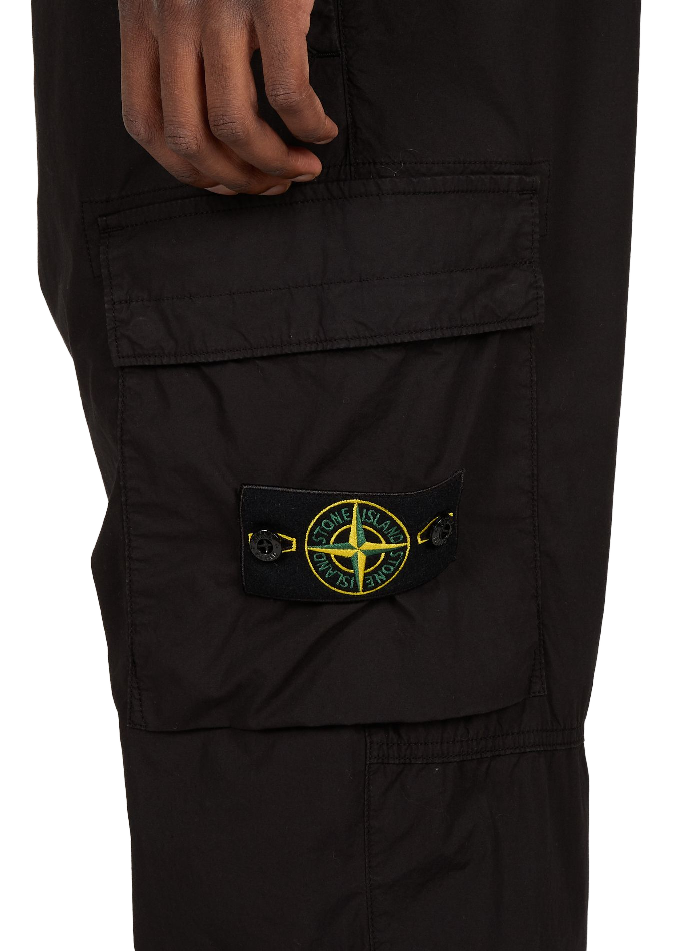 Cargo pants with elastic waist and ankles in a cotton blend STONE ISLAND Black