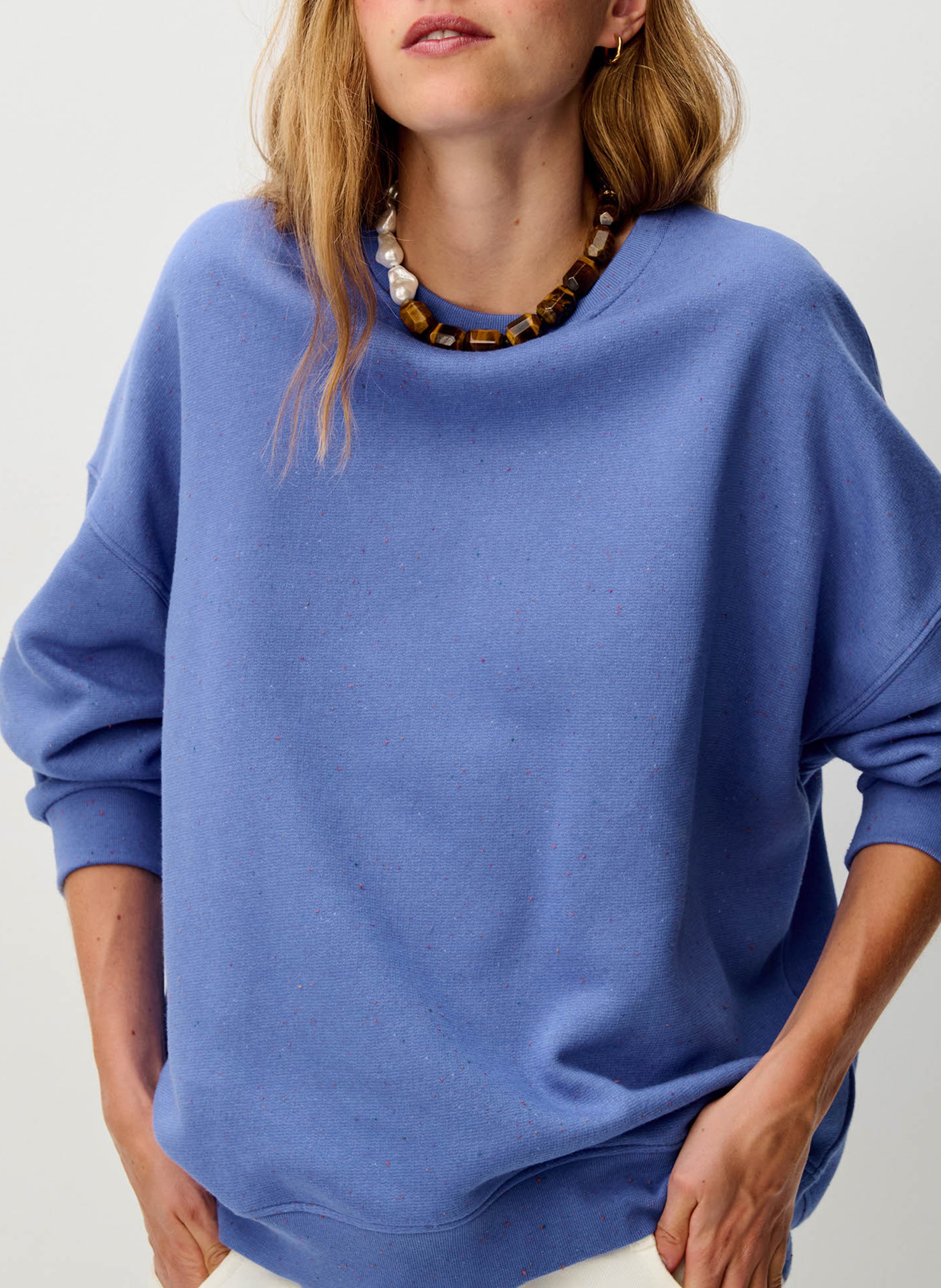 Sweat col rond oversize en coton mélangé chebbi SESSUN Bleu