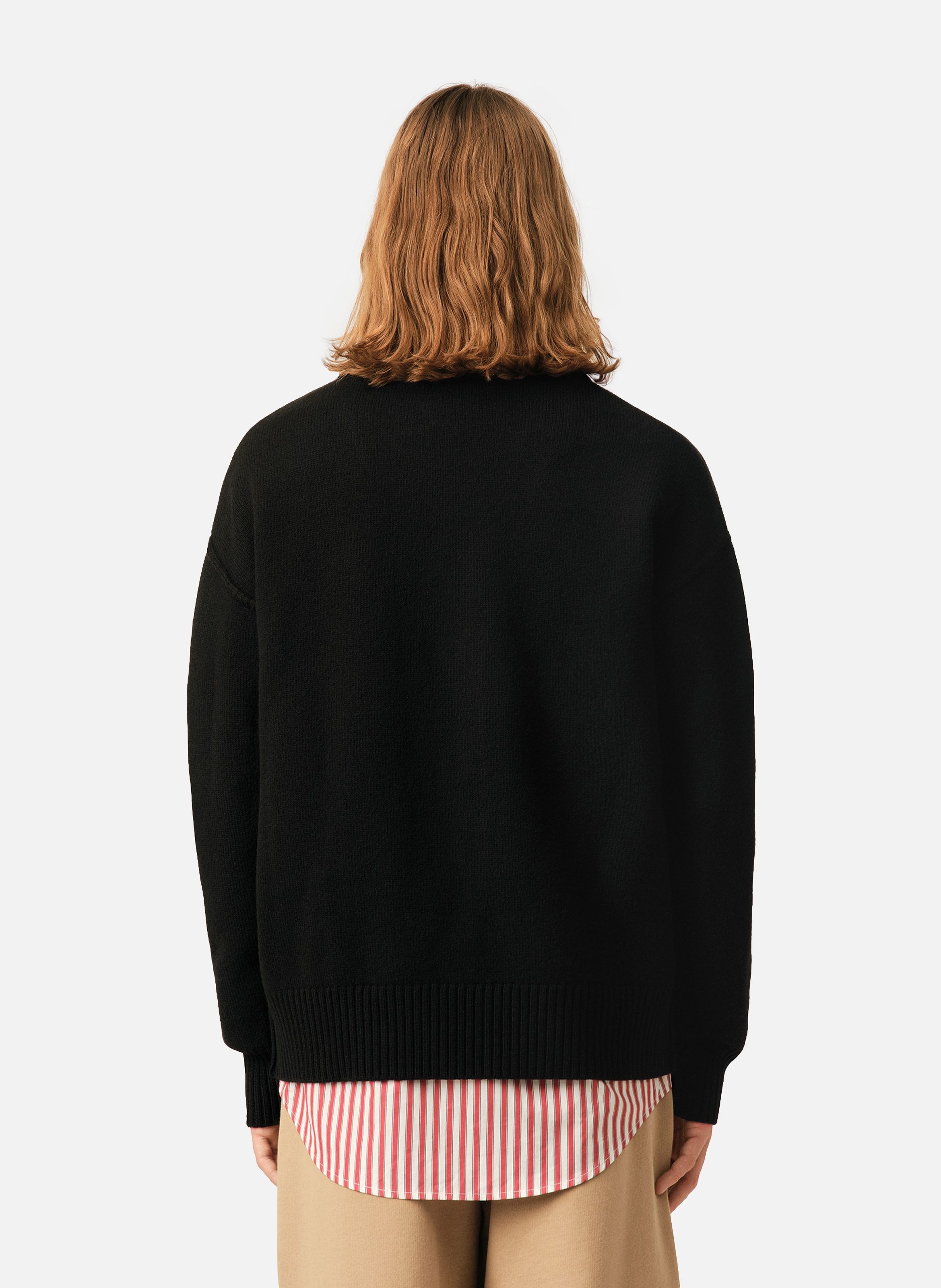 Cardigan unisexe en laine ami de coeur AMI PARIS Noir