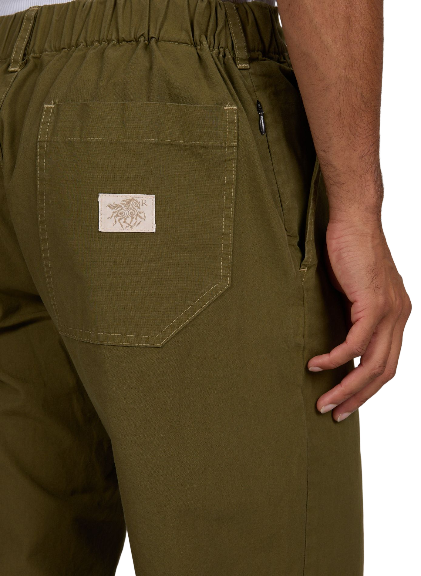 Pantalon droit chino en coton RANRA Kaki