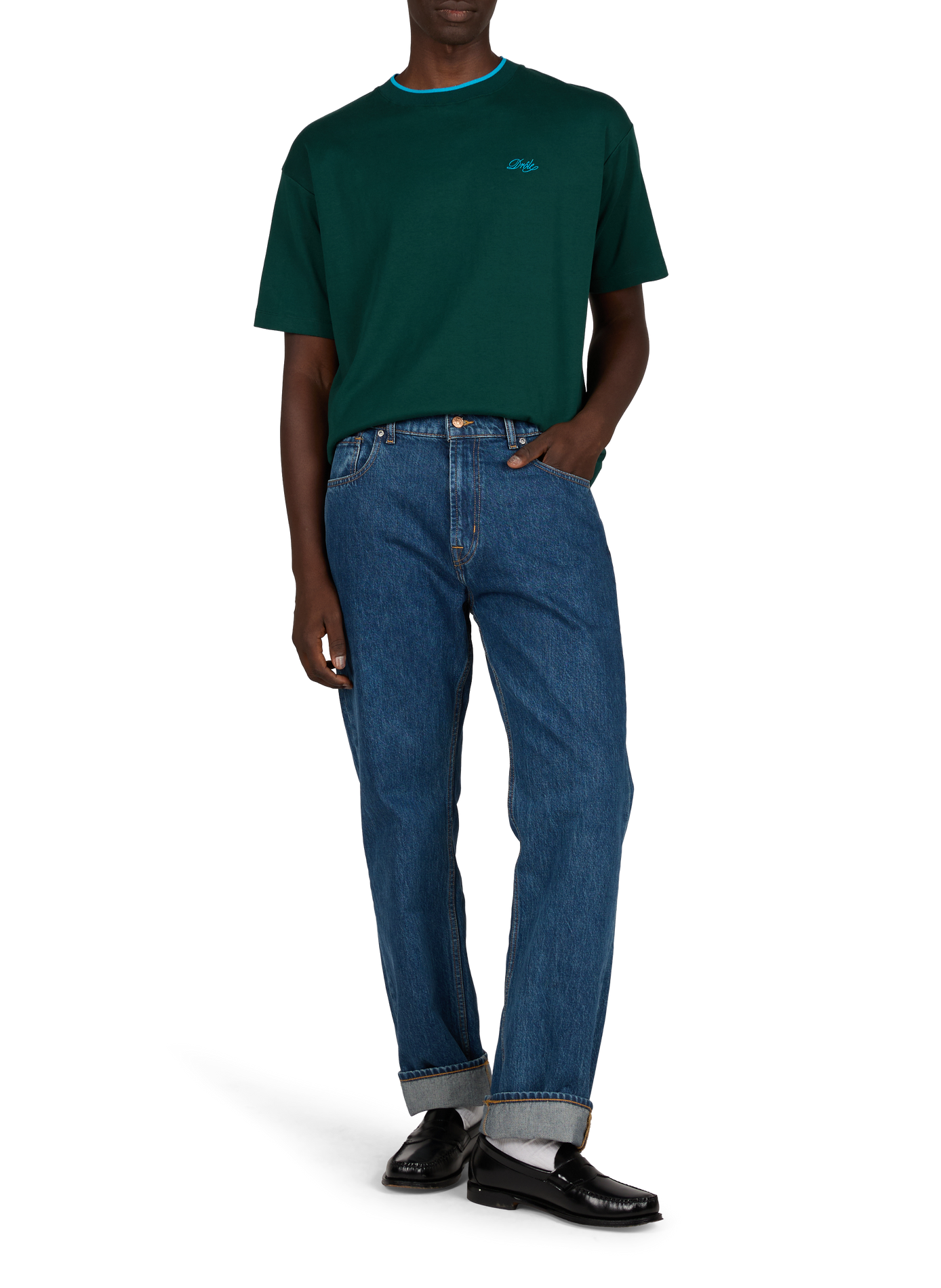 Funny belissima straight round neck cotton T-shirt DROLE DE MONSIEUR Green