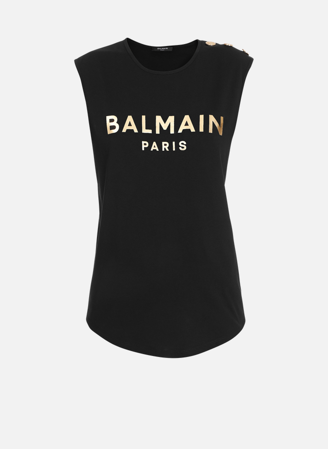 T-shirt en coton imprimé logo BALMAIN