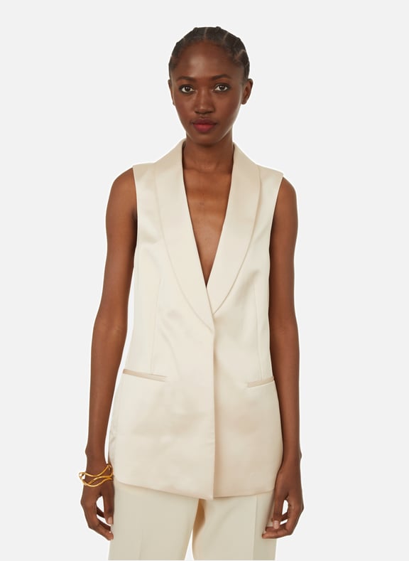 Beige top sleeveless jacket