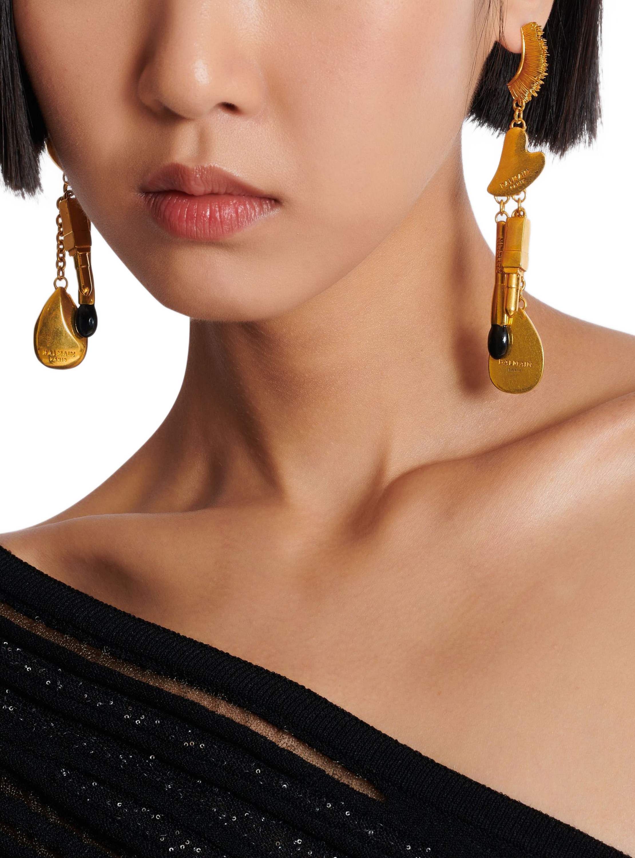 Boucles d’oreilles beauty à charms BALMAIN Doré