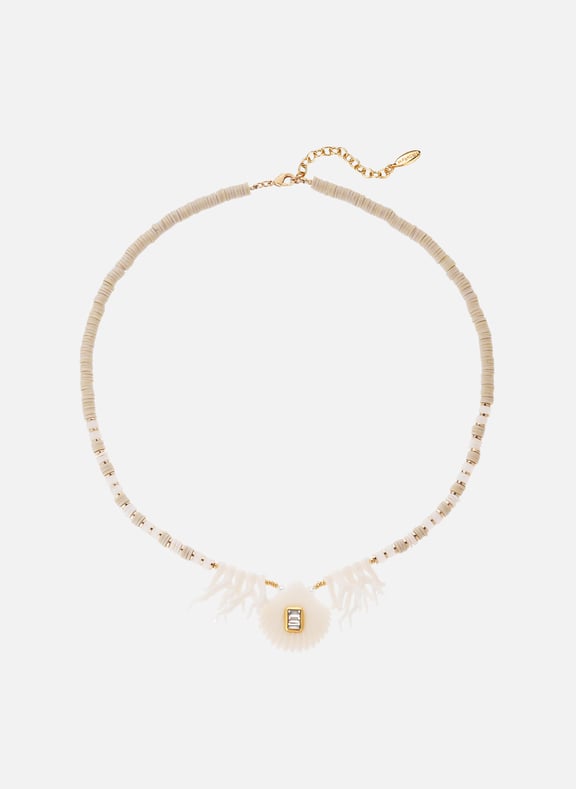 Collier en perles avec pendentif central dorie Blanc by HIPANEMA HIPANEMA Collier en perles avec pendentif central dorie Blanc