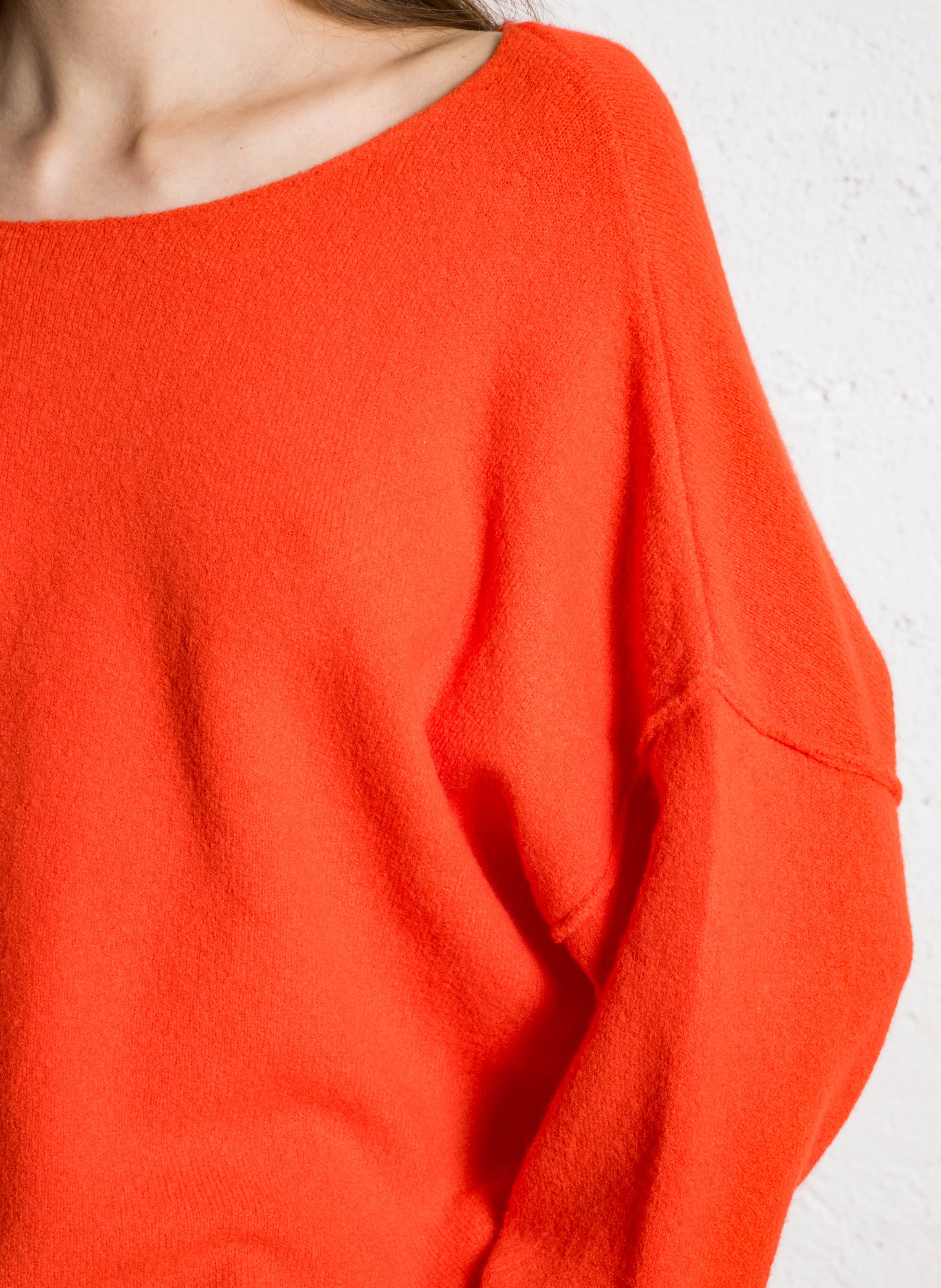 Pull ample à col bateau en maille duveteuse damsville AMERICAN VINTAGE Rouge