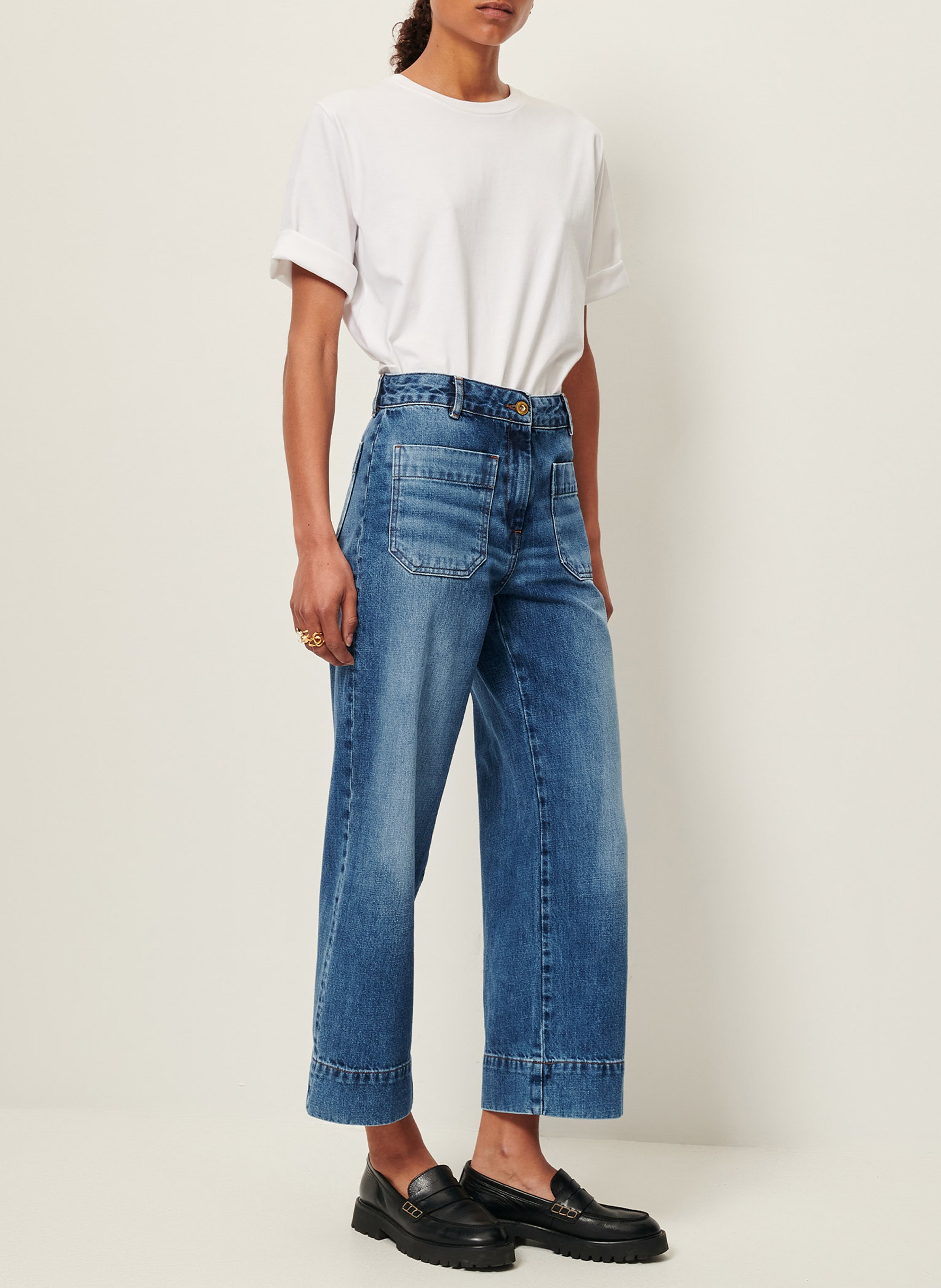 Jean large en denim délavé seakey o SESSUN Bleu