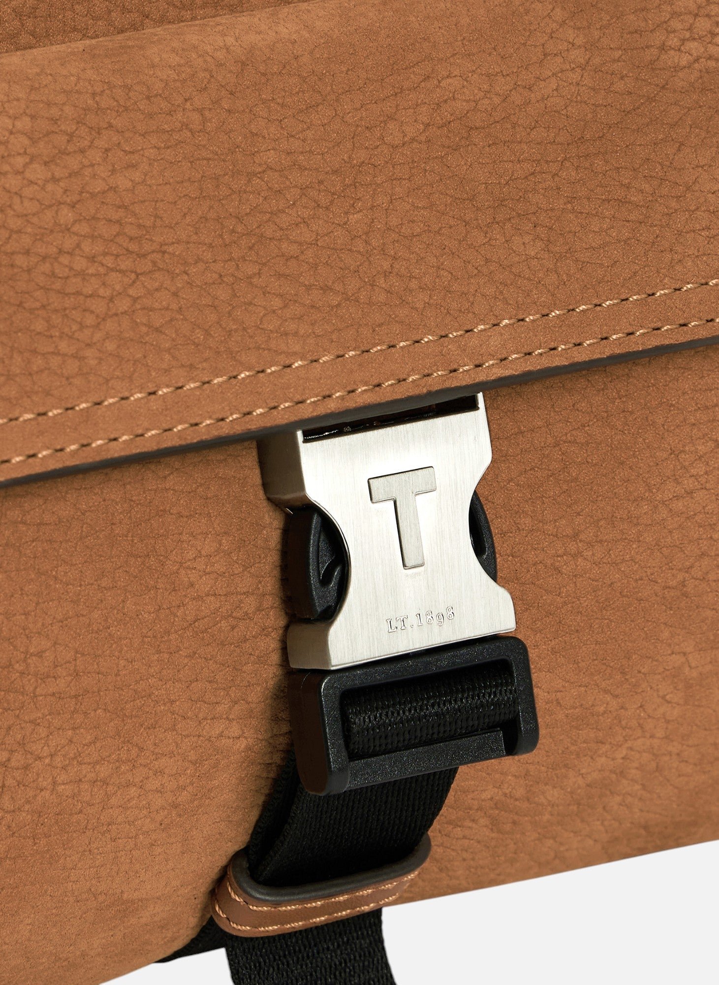 Petit sac bandoulière maurice en cuir nubuck grainé LE TANNEUR Marron