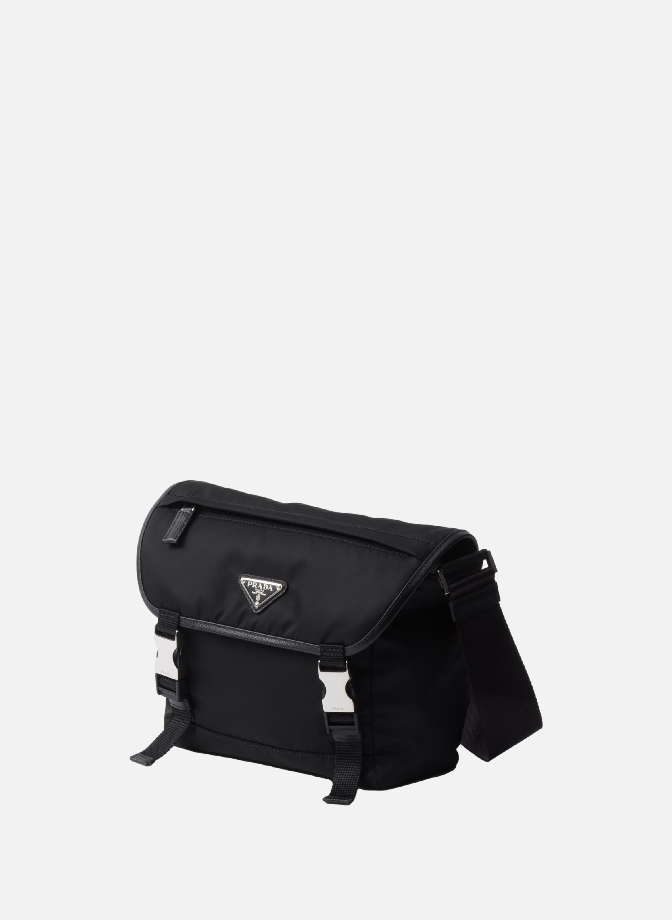 Sac porté épaule en re-nylon et cuir saffiano PRADA Noir