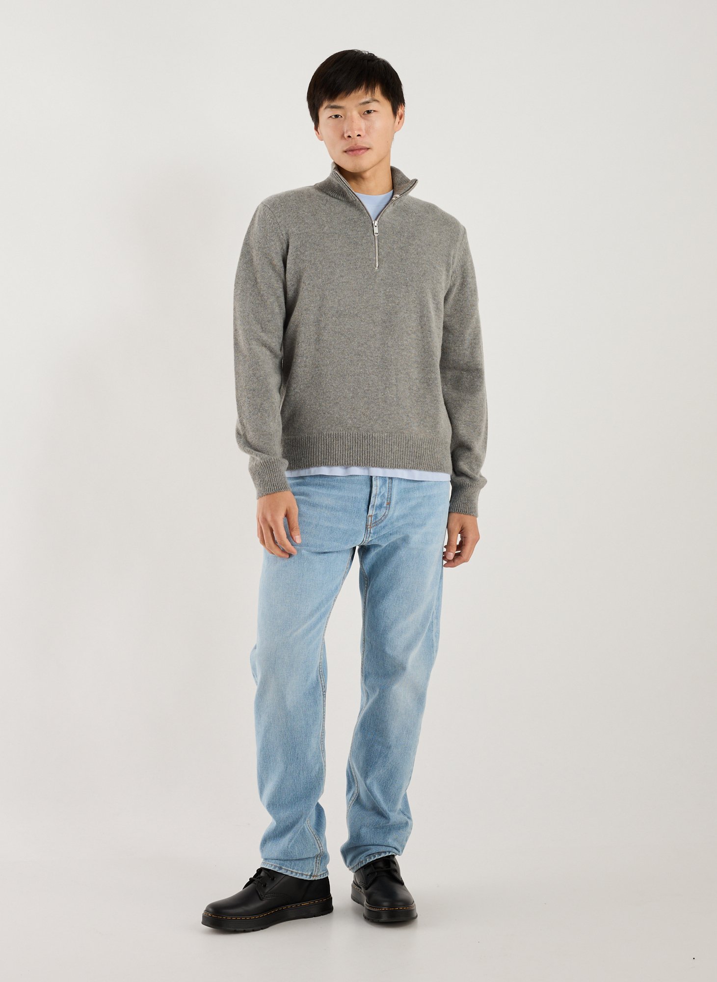 Pull col zippé en laine AIGLE Gris