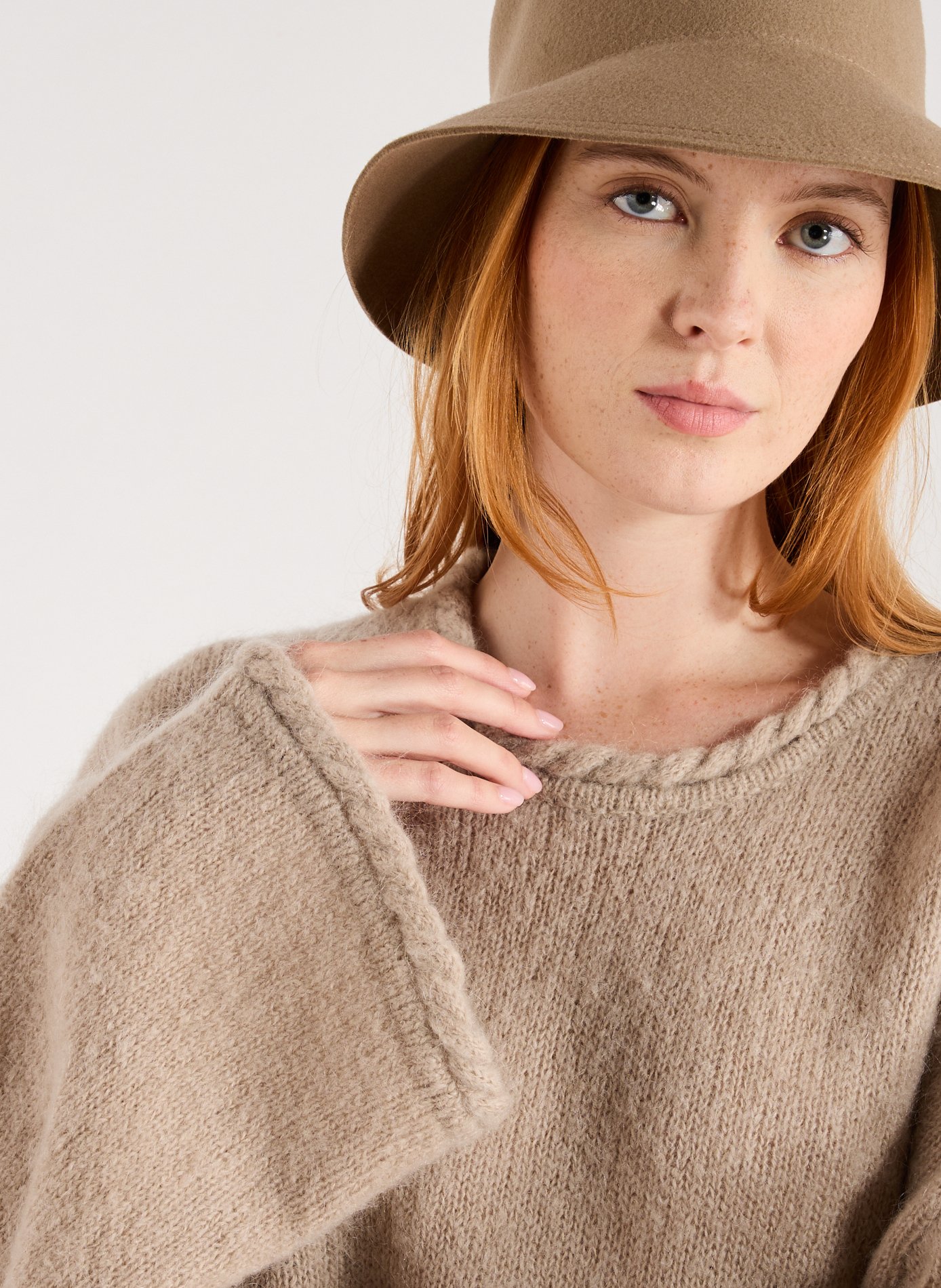 Pull col rond en laine mélangée BY MALENE BIRGER Beige