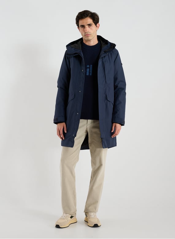 Straight mid-length hooded parka | Blue by DIDRIKSONS Straight mid-length hooded parka Blue