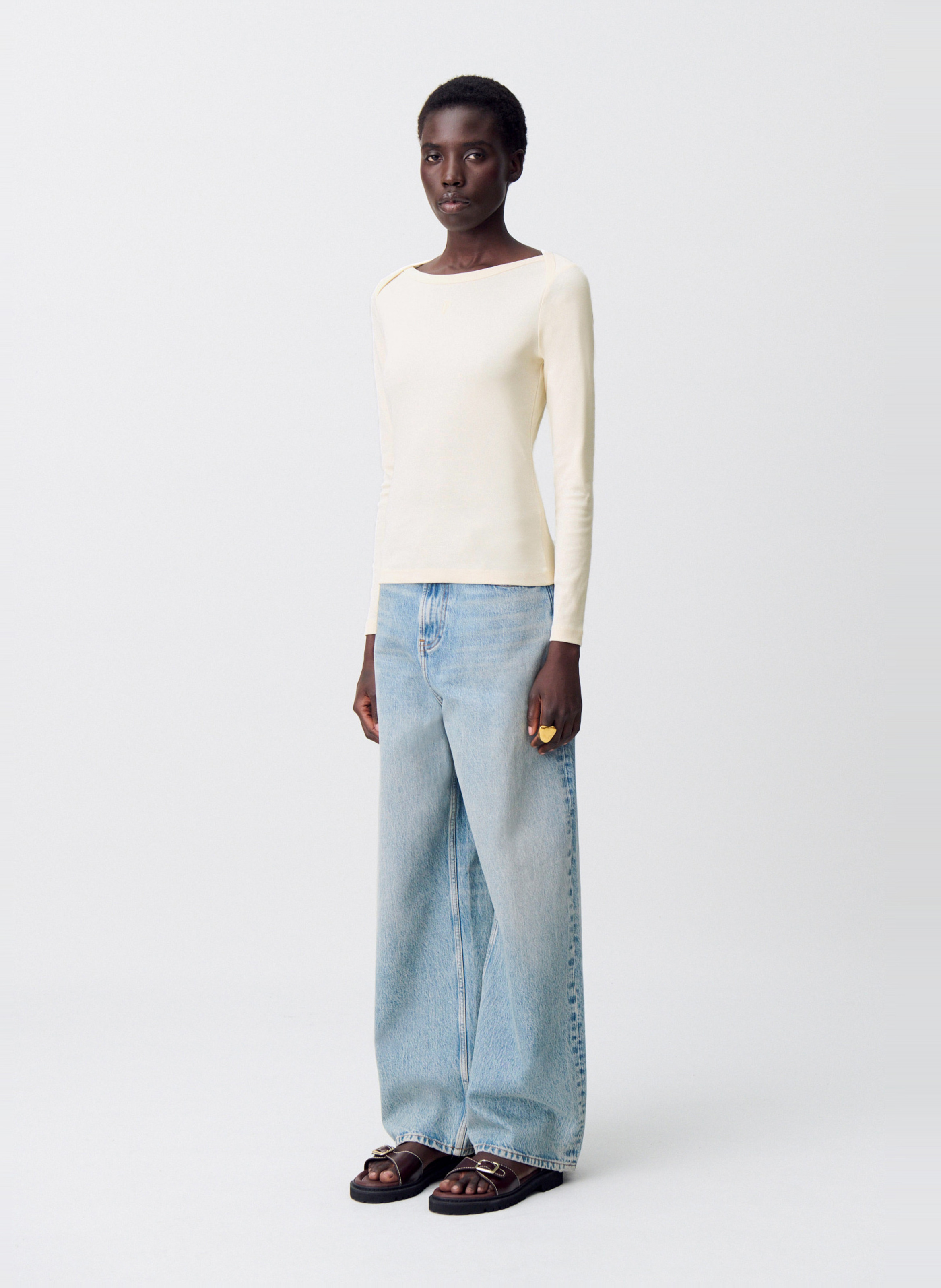 Tee-shirt près du corps col bateau timea CLAUDIE PIERLOT Beige