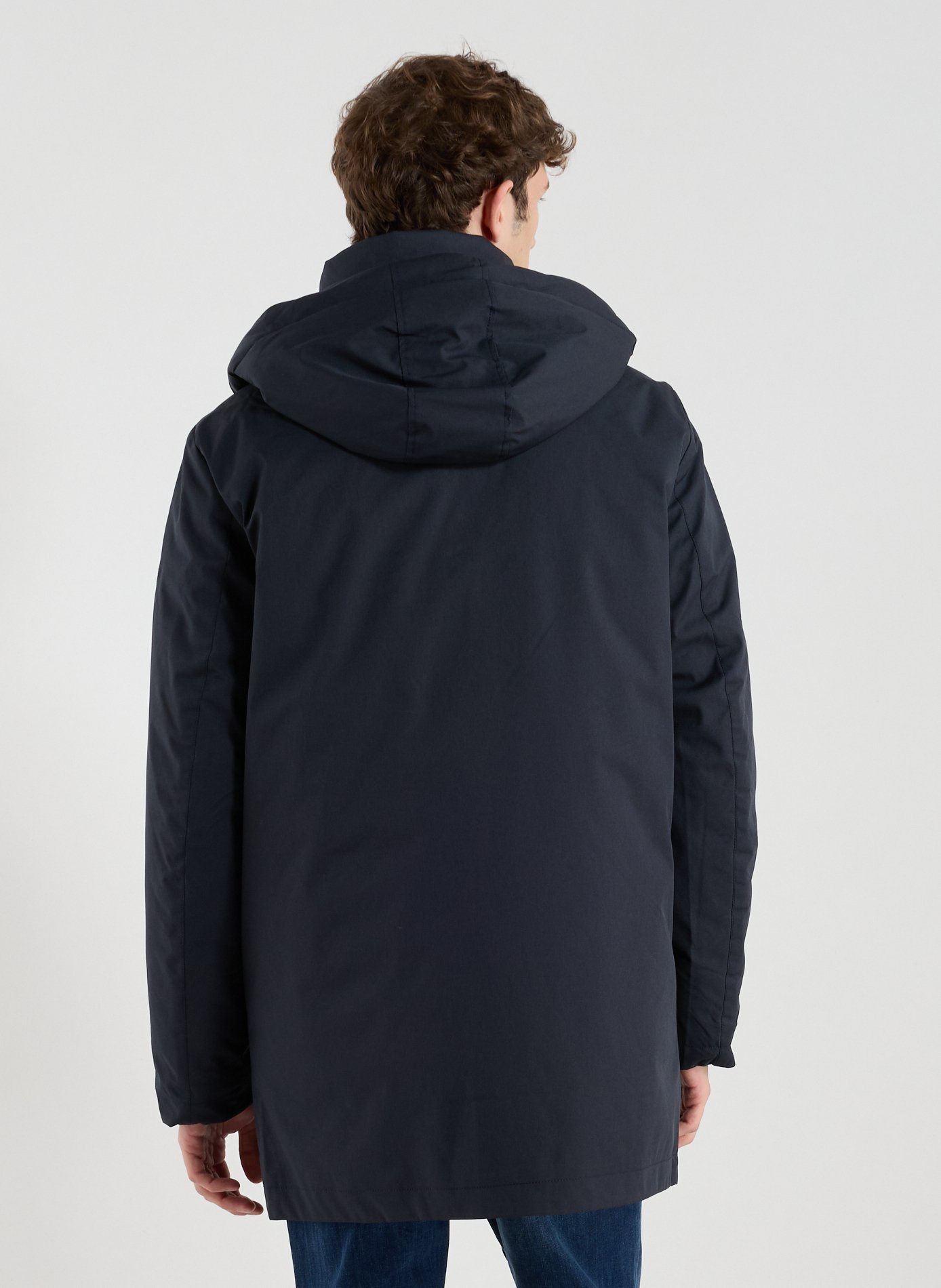 Mid-length cotton parka HACKETT Blue