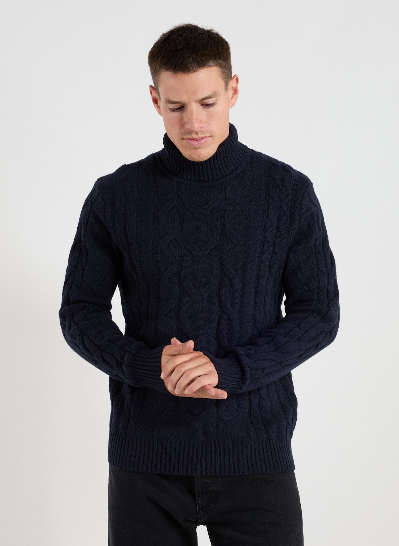 HACKETT Wool and cashmere turtleneck sweater Blue