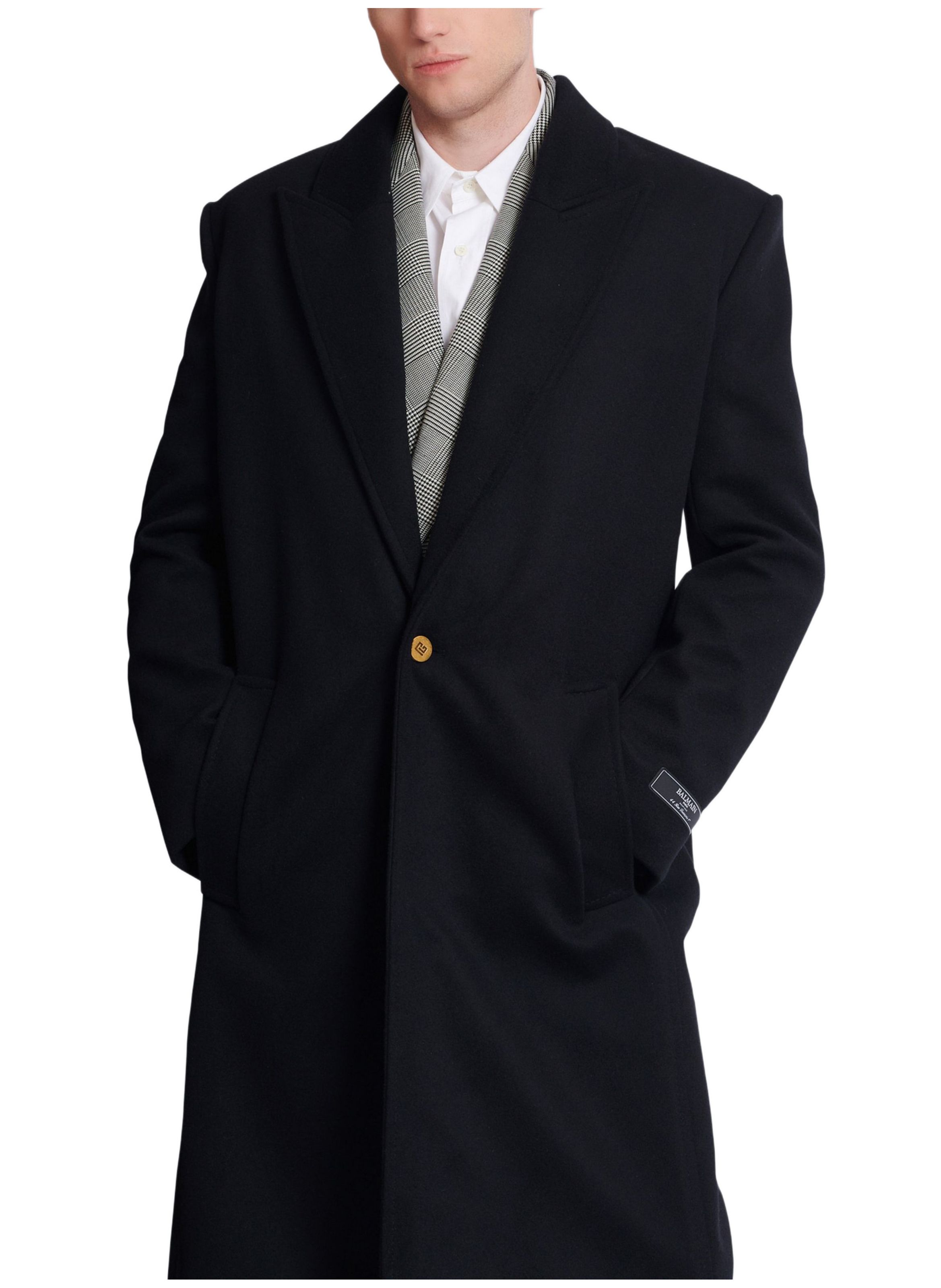 Manteau oversize en laine et cachemire BALMAIN Noir