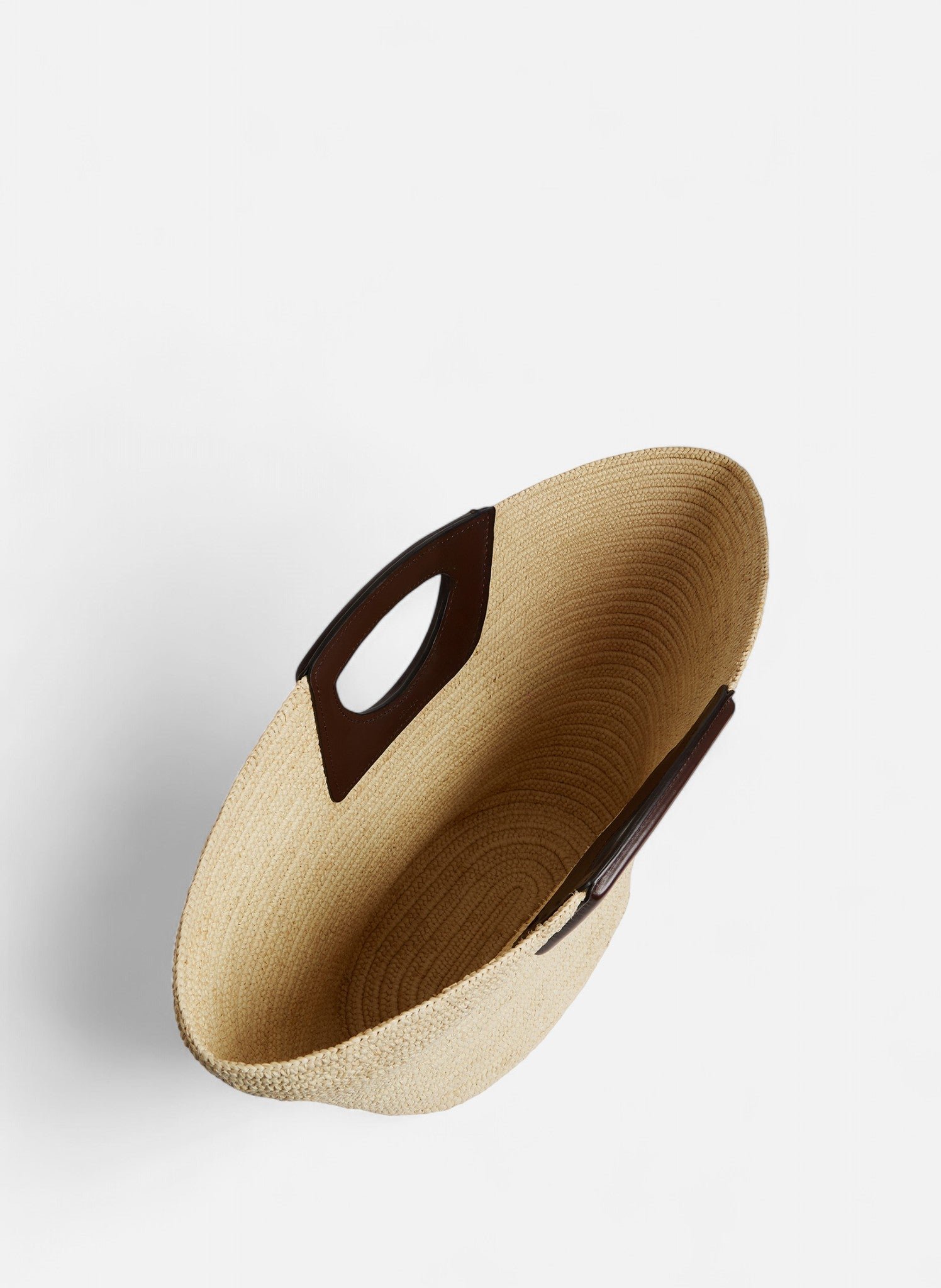 Grand sac cabas en raphia naturel et cuir lisse végétal LE TANNEUR Beige