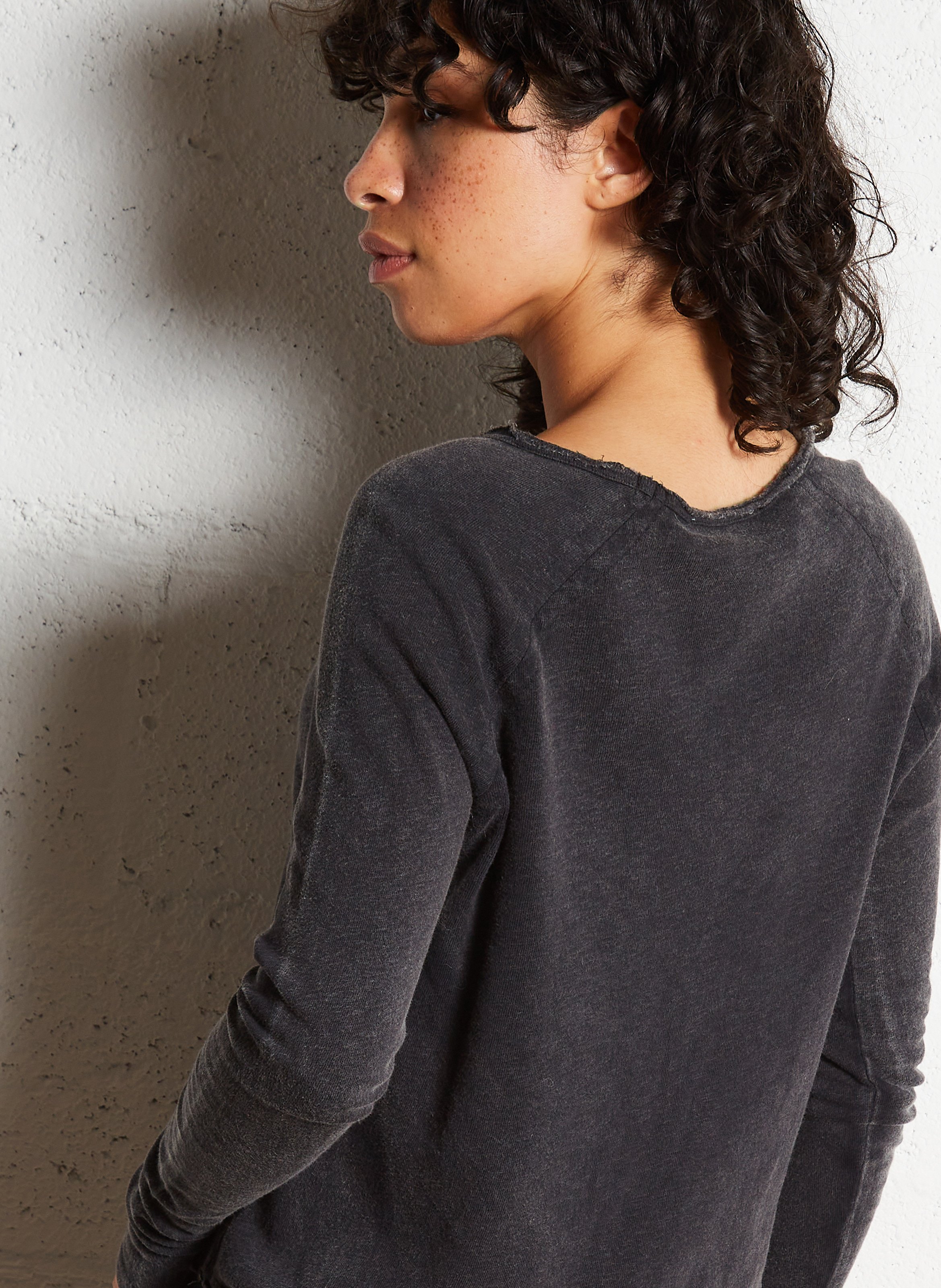 Tee-shirt droit col rond en coton sonoma AMERICAN VINTAGE Noir