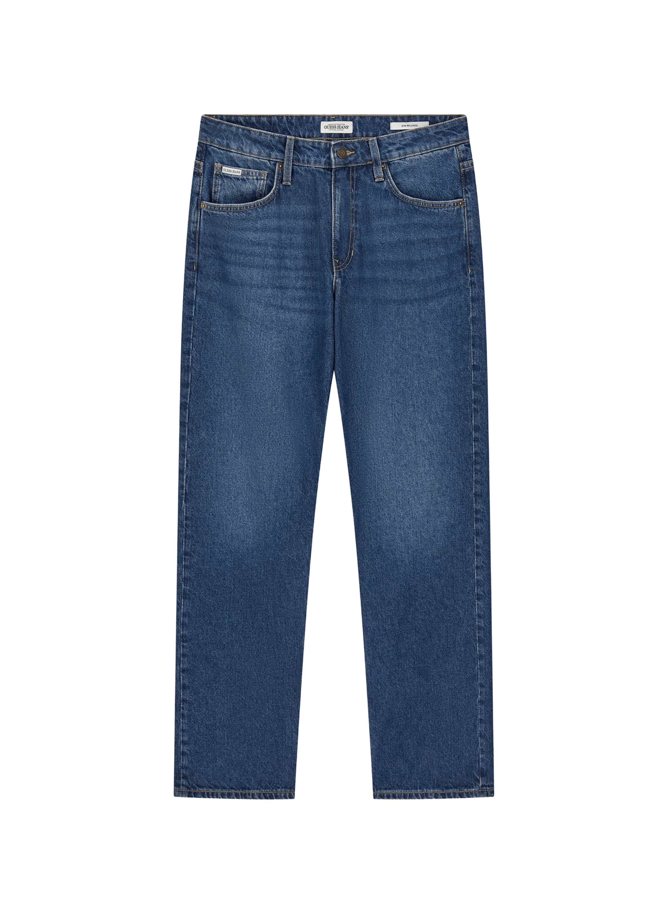 Jean droit en coton GUESS Bleu