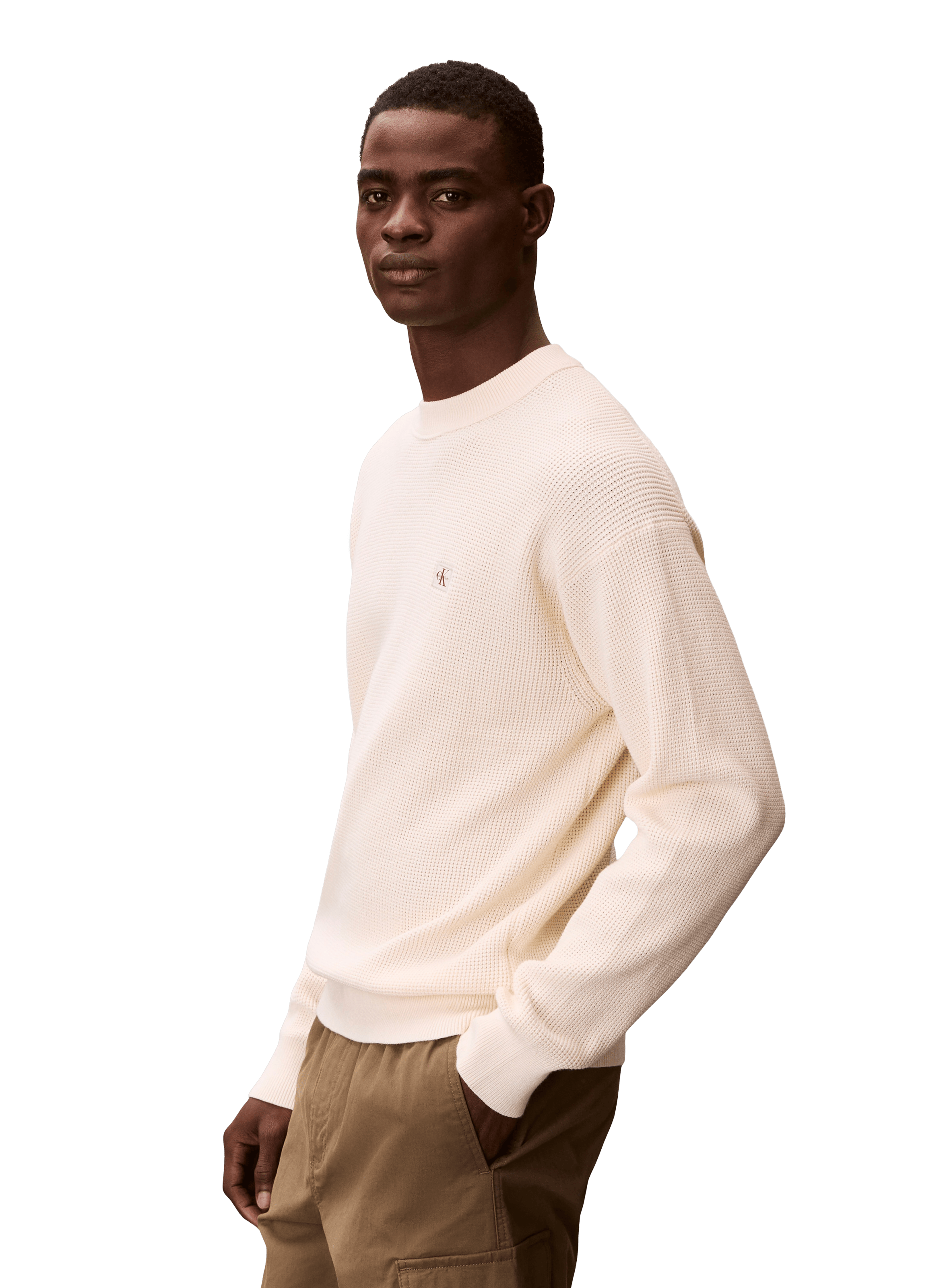 Pull droit col rond en coton CALVIN KLEIN Multicolore