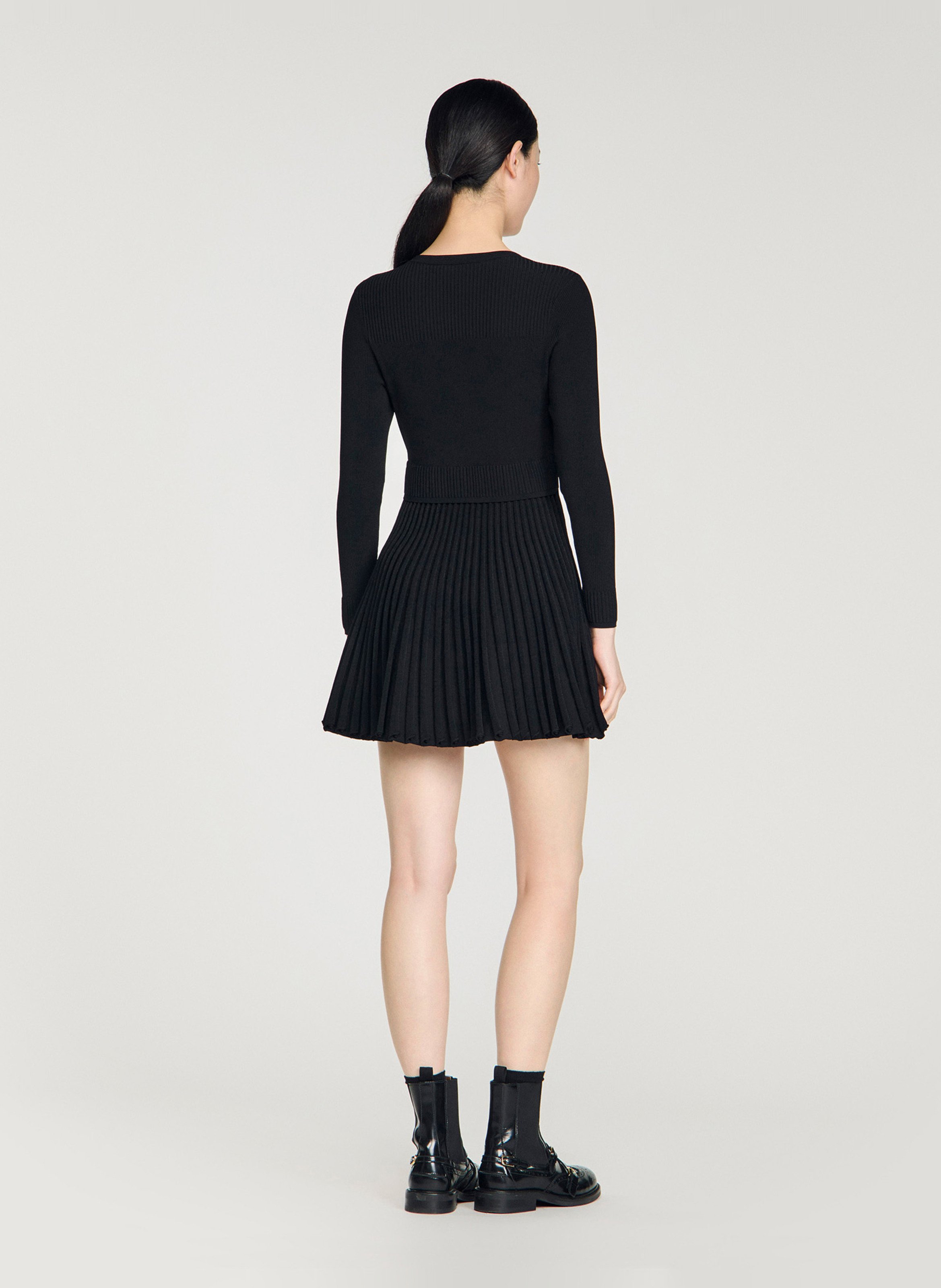 Robe courte col rond SANDRO Noir