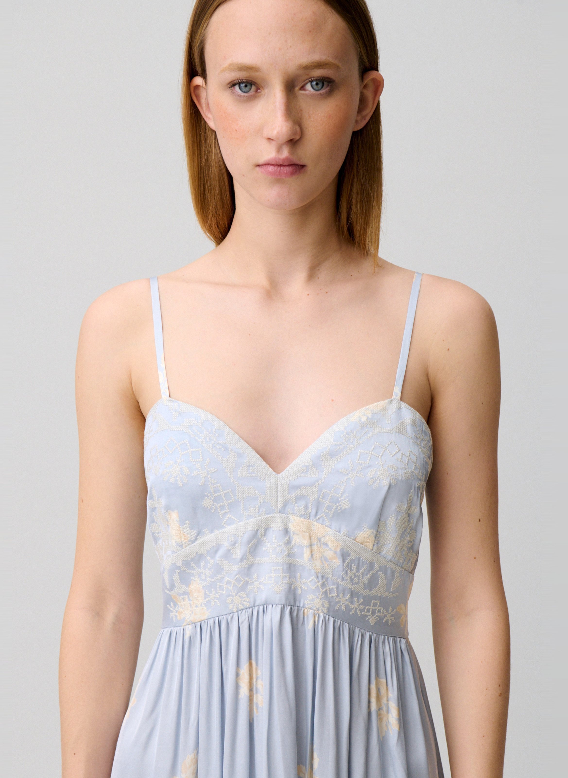 Robe longue col v brodée CLAUDIE PIERLOT Multicolore